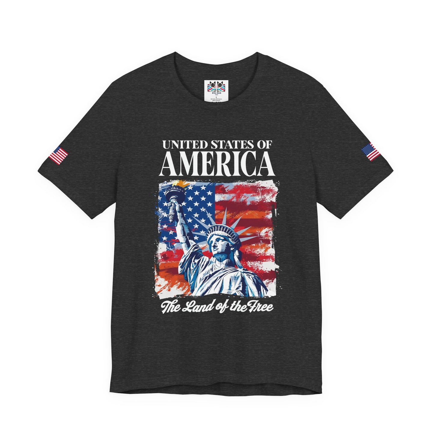 United States of America T-Shirt – Land of the Free Statue of Liberty Patriotic Graphic Tee