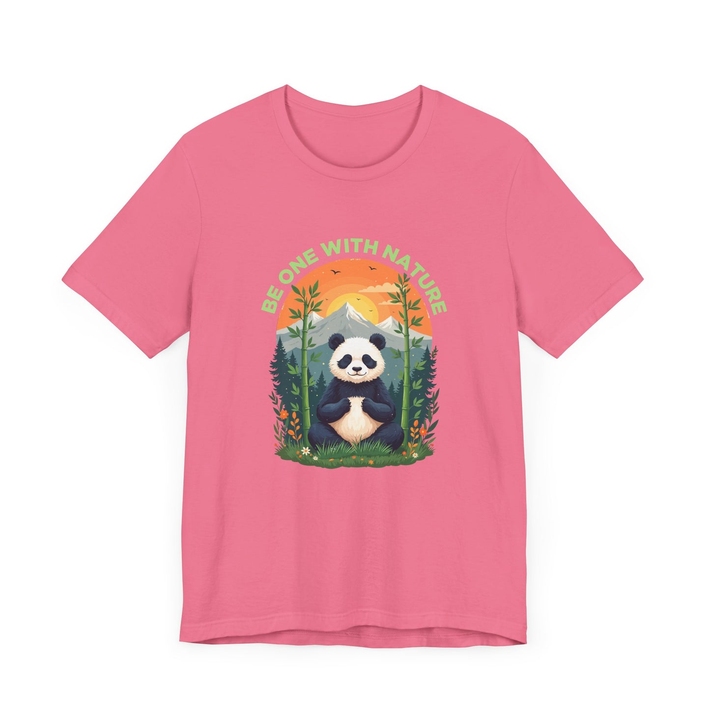Be One with Nature – Calm Panda in Sunset Meadow Graphic T-Shirt