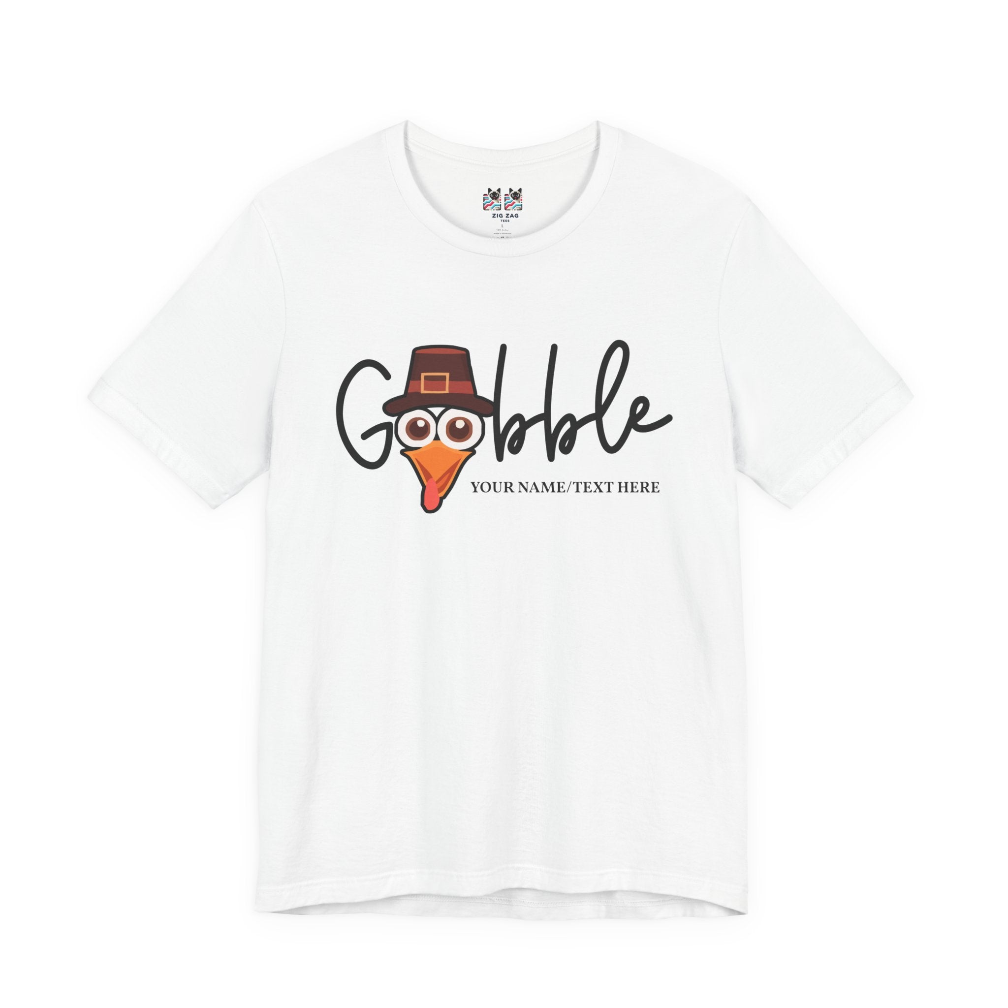 Custom T-Shirt - Gobble Turkey Head Cursive T-Shirt