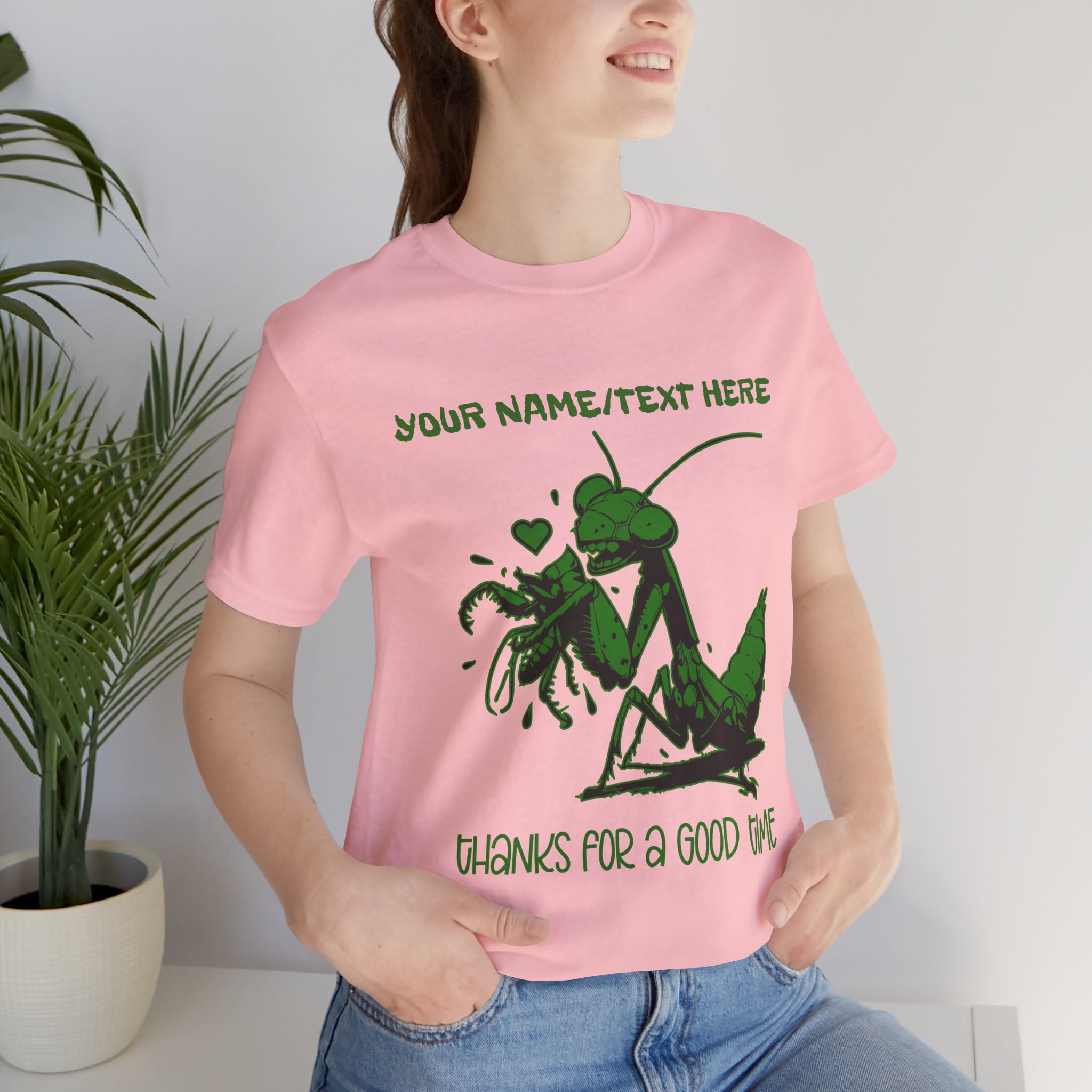 Custom T-Shirt - Thanks for a Good Time T-Shirt – Playful Grasshopper Eating Male Graphic Tee