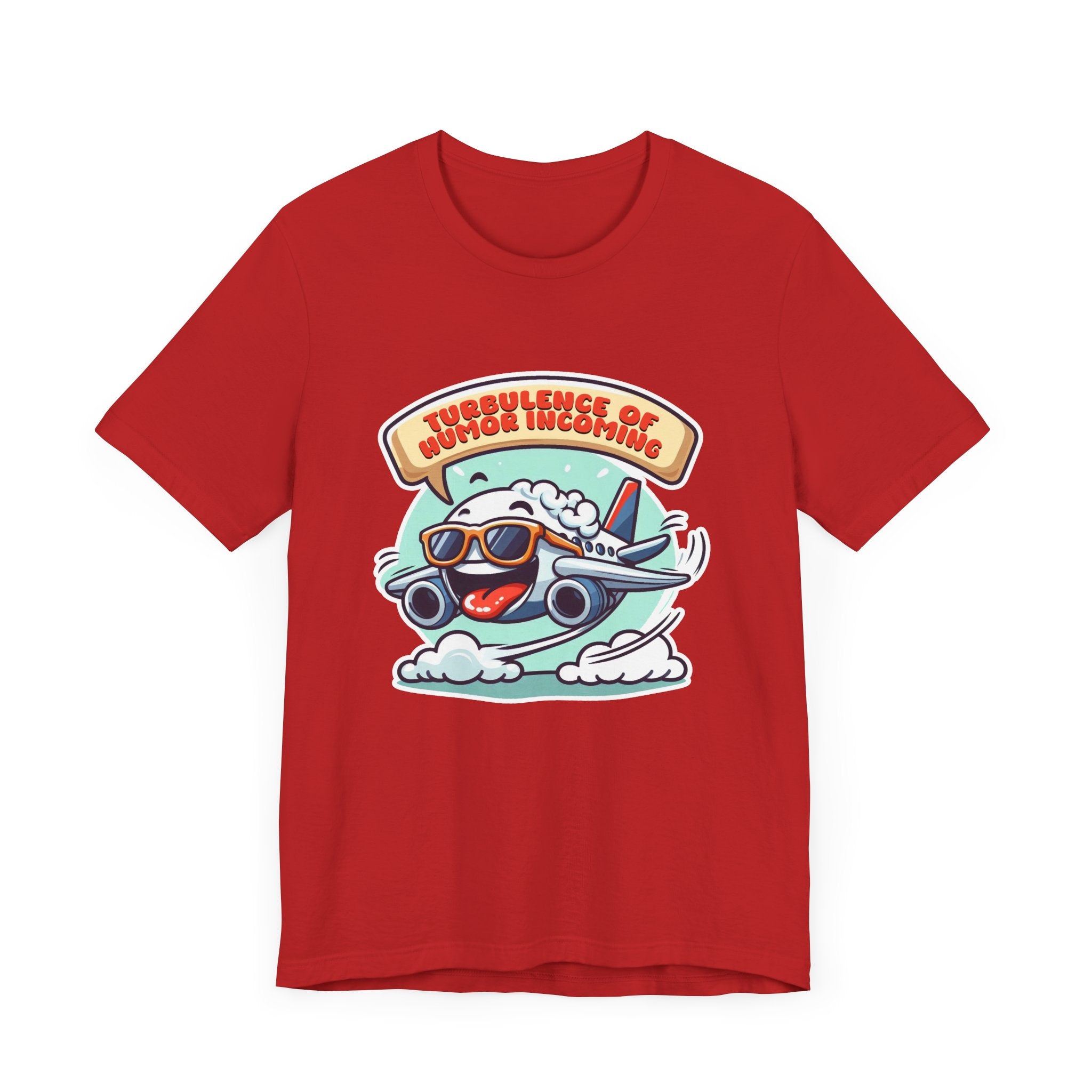 Turbulence of Humor Coming | Flight Landing with Smiling Face & Sunglasses Graphic T-Shirt