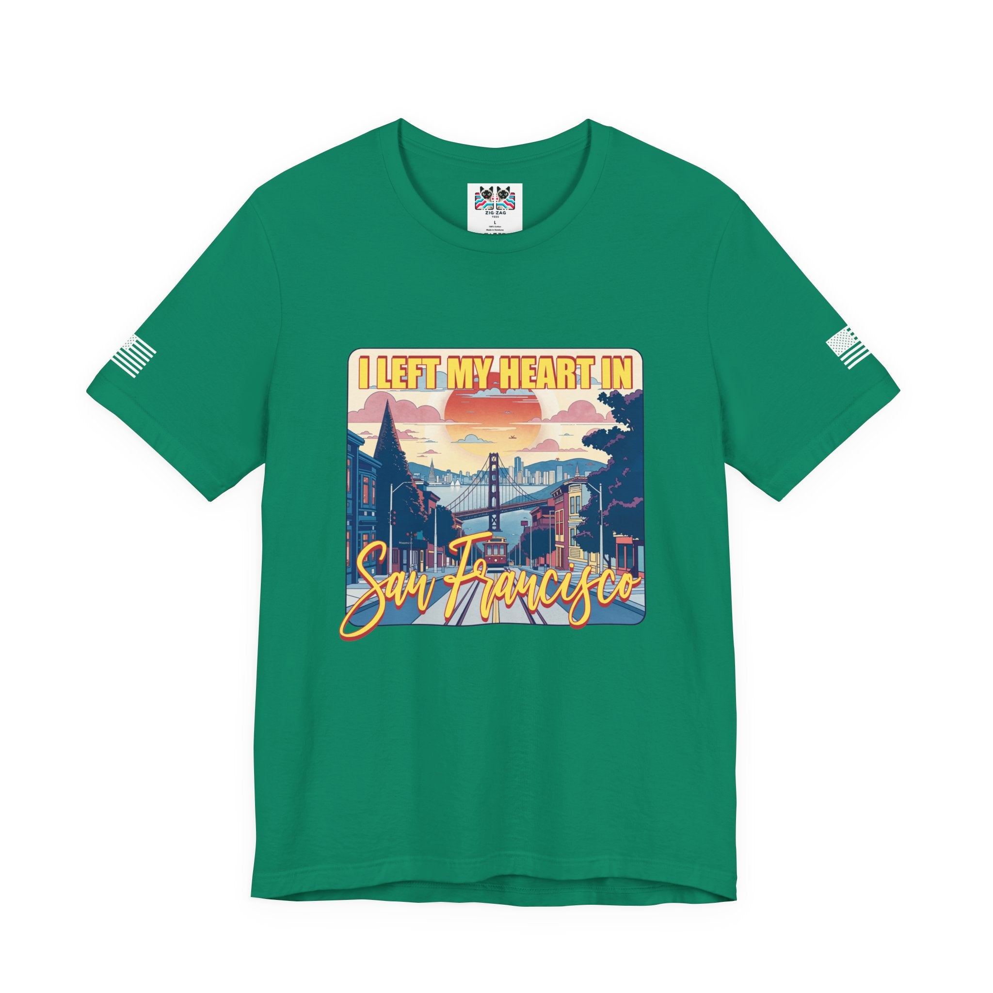 I Left My Heart in San Francisco T-Shirt – Retro Golden Gate Bridge & Cable Car Graphic Tee | SF Souvenir Shirt