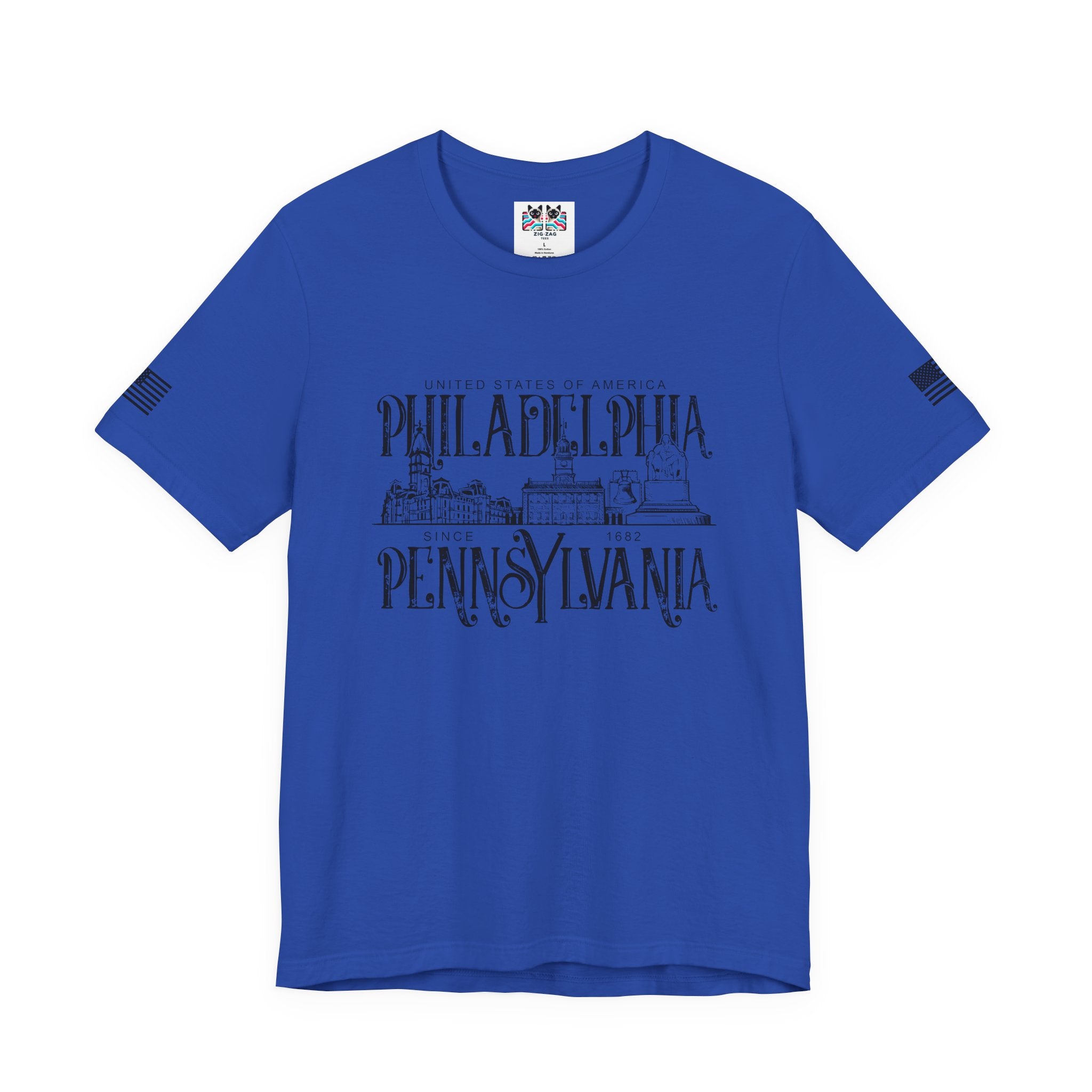 Philadelphia Pennsylvania T-Shirt – United States of America Since 1682 Landmark Graphic Tee