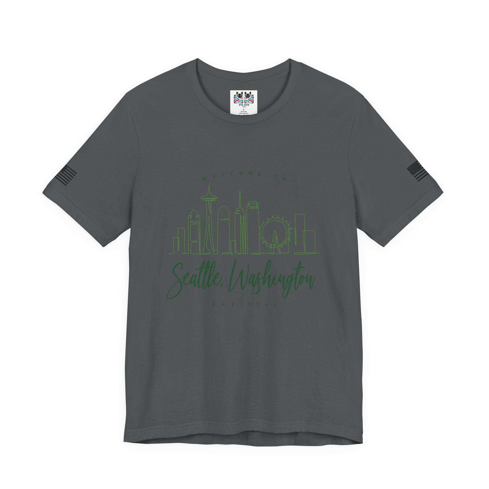 Welcome to Seattle Washington Minimalist Skyline T-Shirt | Seattle EST 1851 Line Art Tee | Pacific Northwest Gift