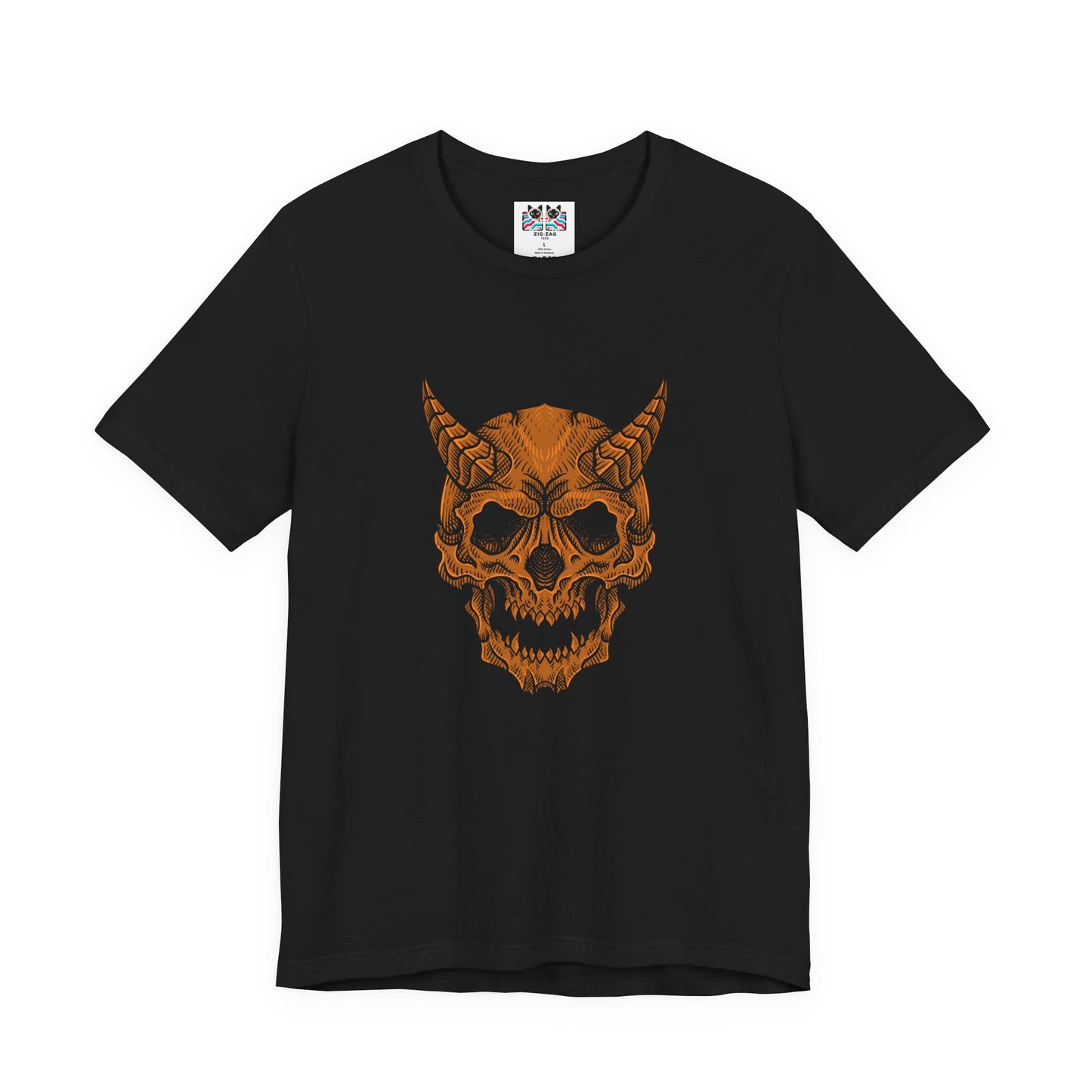 Horned Demon Skull Ornamental Horror T-Shirt