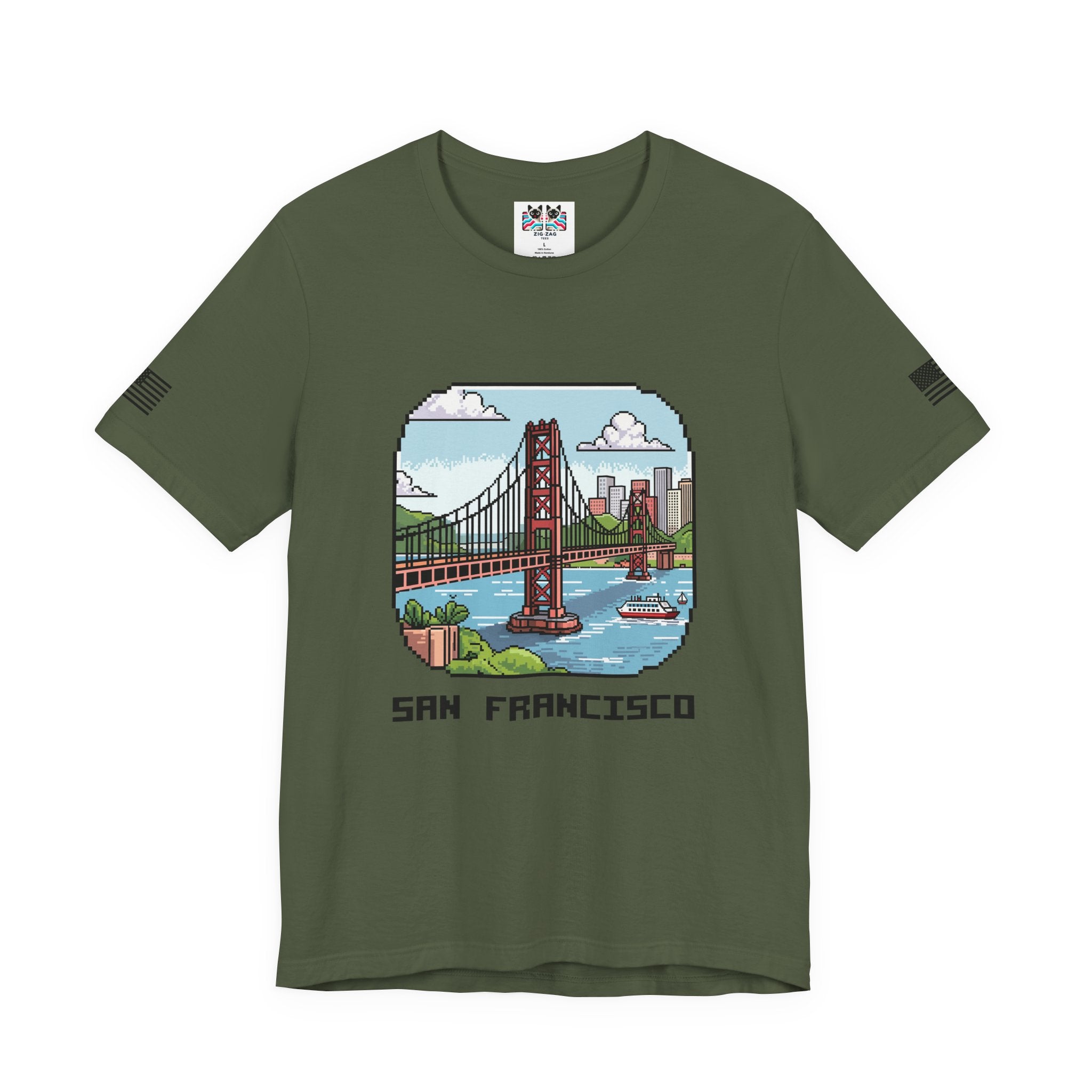 San Francisco T-Shirt, Retro Pixel Art Golden Gate Bridge Tee, SF California Gamer Style Shirt, Unique Travel Souvenir, Unisex