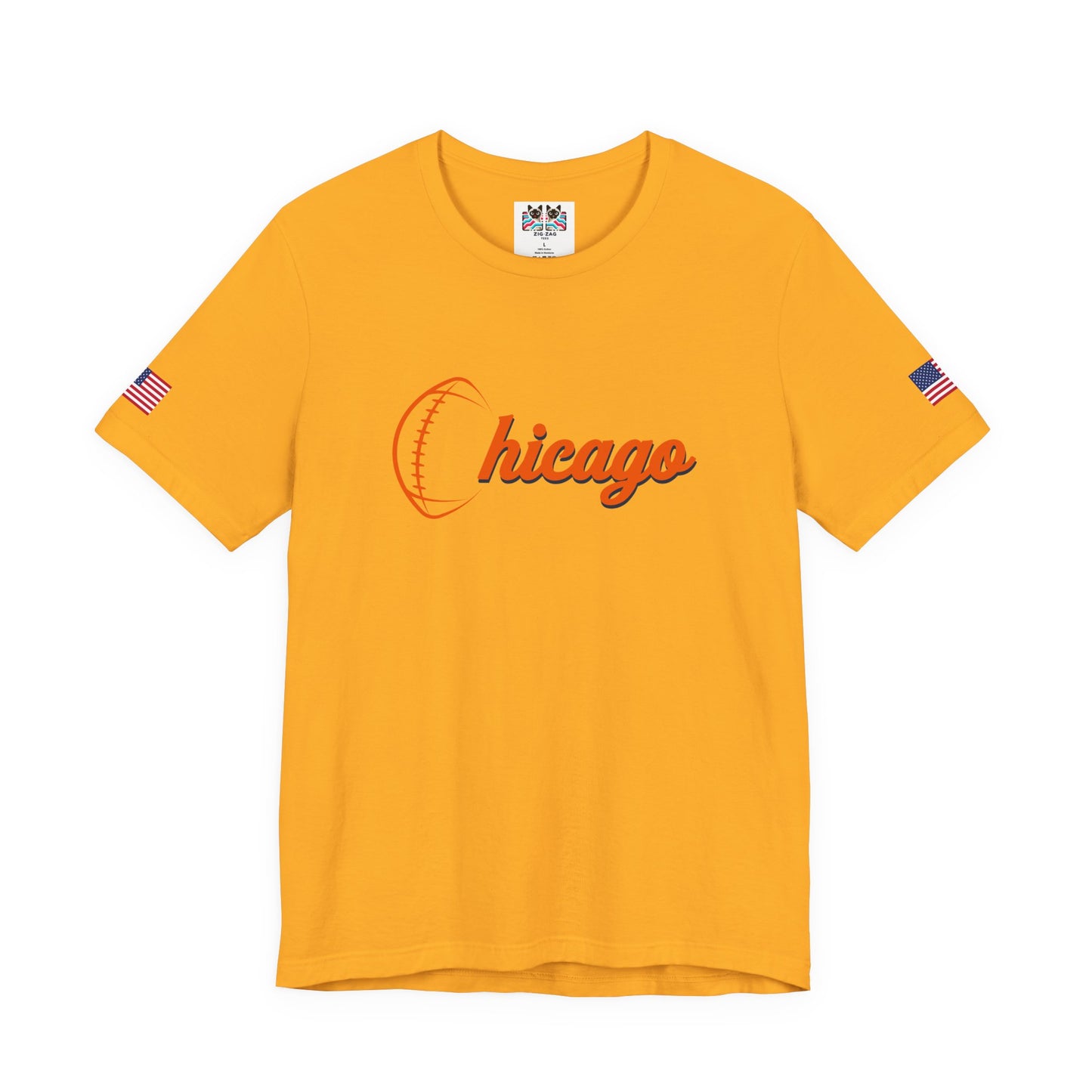 Chicago Football T-Shirt - Simple Orange Script C Bears Colors Minimalist Design