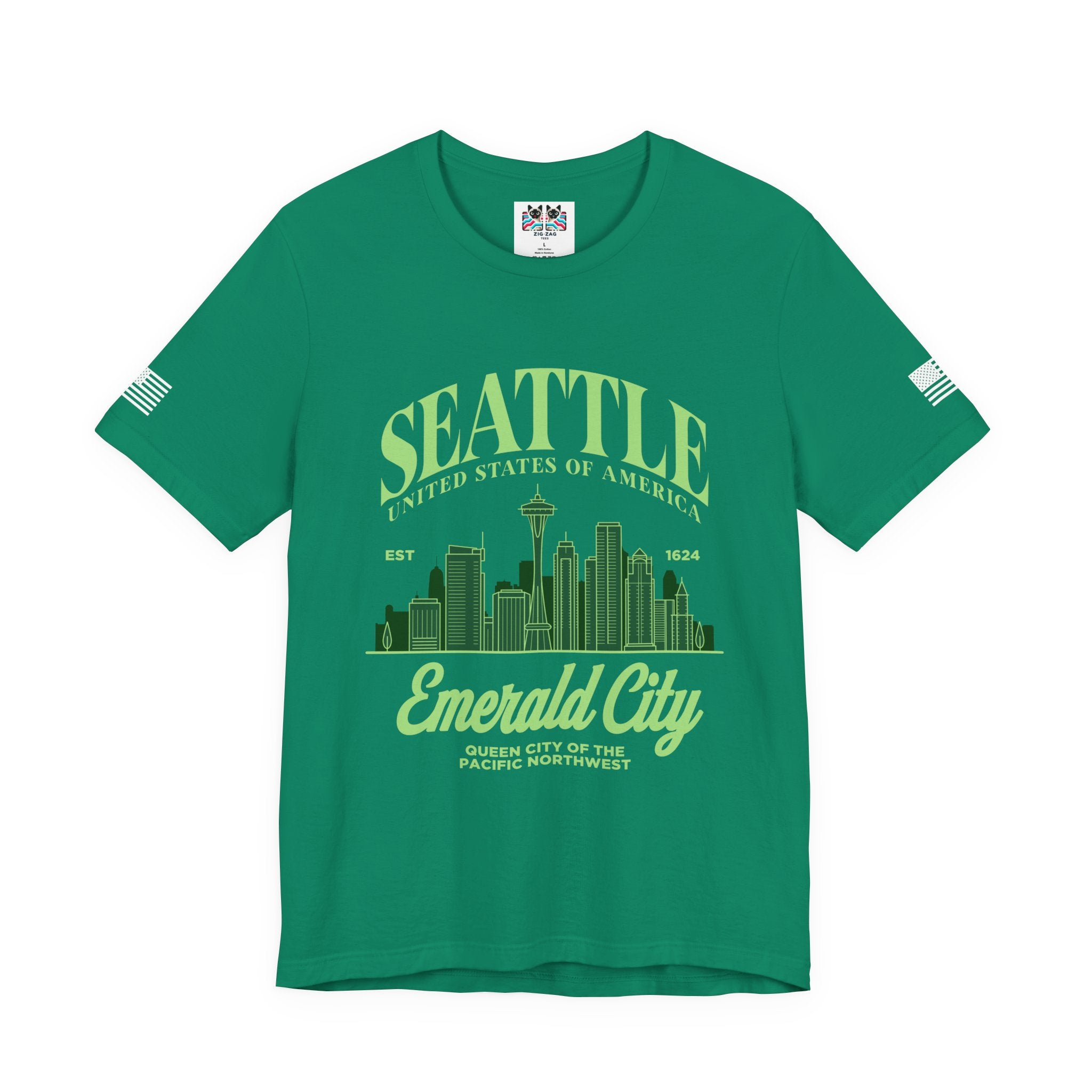Seattle Emerald City Skyline T-Shirt | United States of America EST 1624 Pacific Northwest Graphic Tee