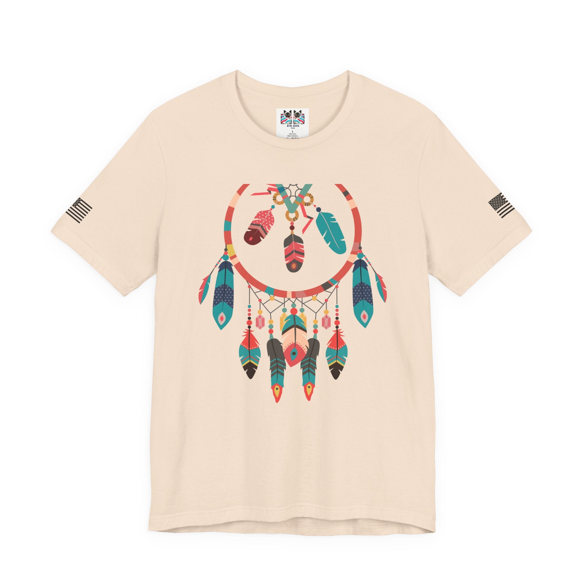 Dream Catcher Graphic T-Shirt – Vibrant Boho Feathers Spiritual Native Inspired Tee