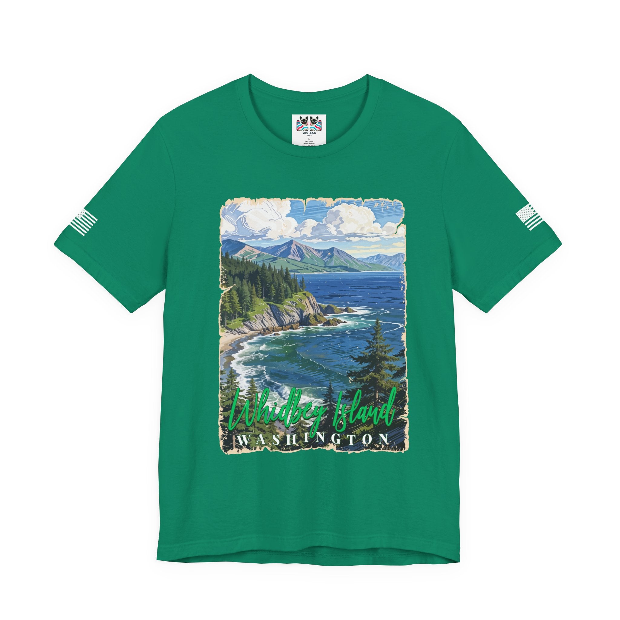 Whidbey Island Washington Vintage Coastal Travel Poster T-Shirt | Pacific Northwest Island Souvenir Tee