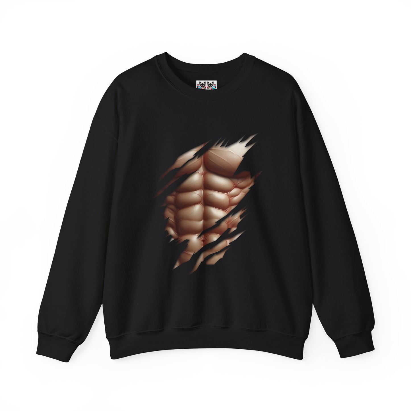 Fake Muscles Ripped Torn Chest - Six Pack Abs Workout Crewneck Sweatshirt