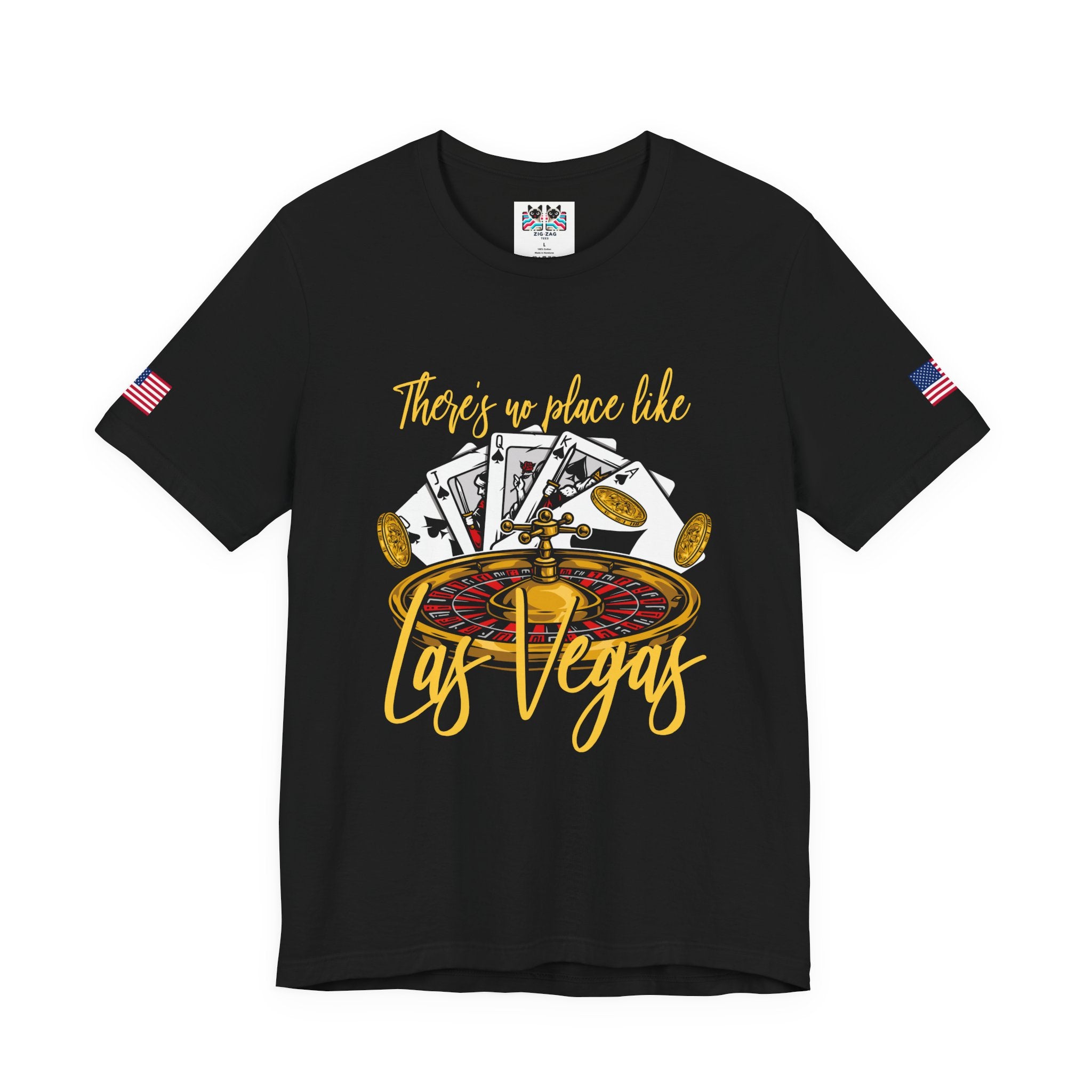 There's No Place Like Las Vegas T-Shirt – Roulette Wheel Poker Cards Casino Tee