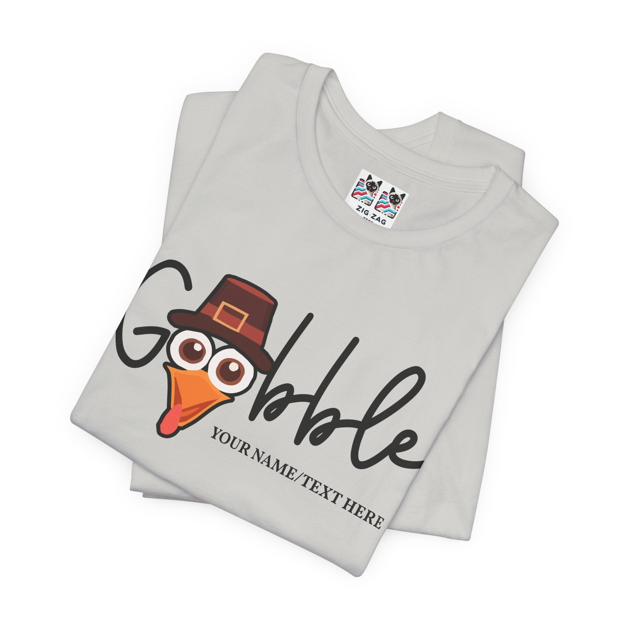 Custom T-Shirt - Gobble Turkey Head Cursive T-Shirt
