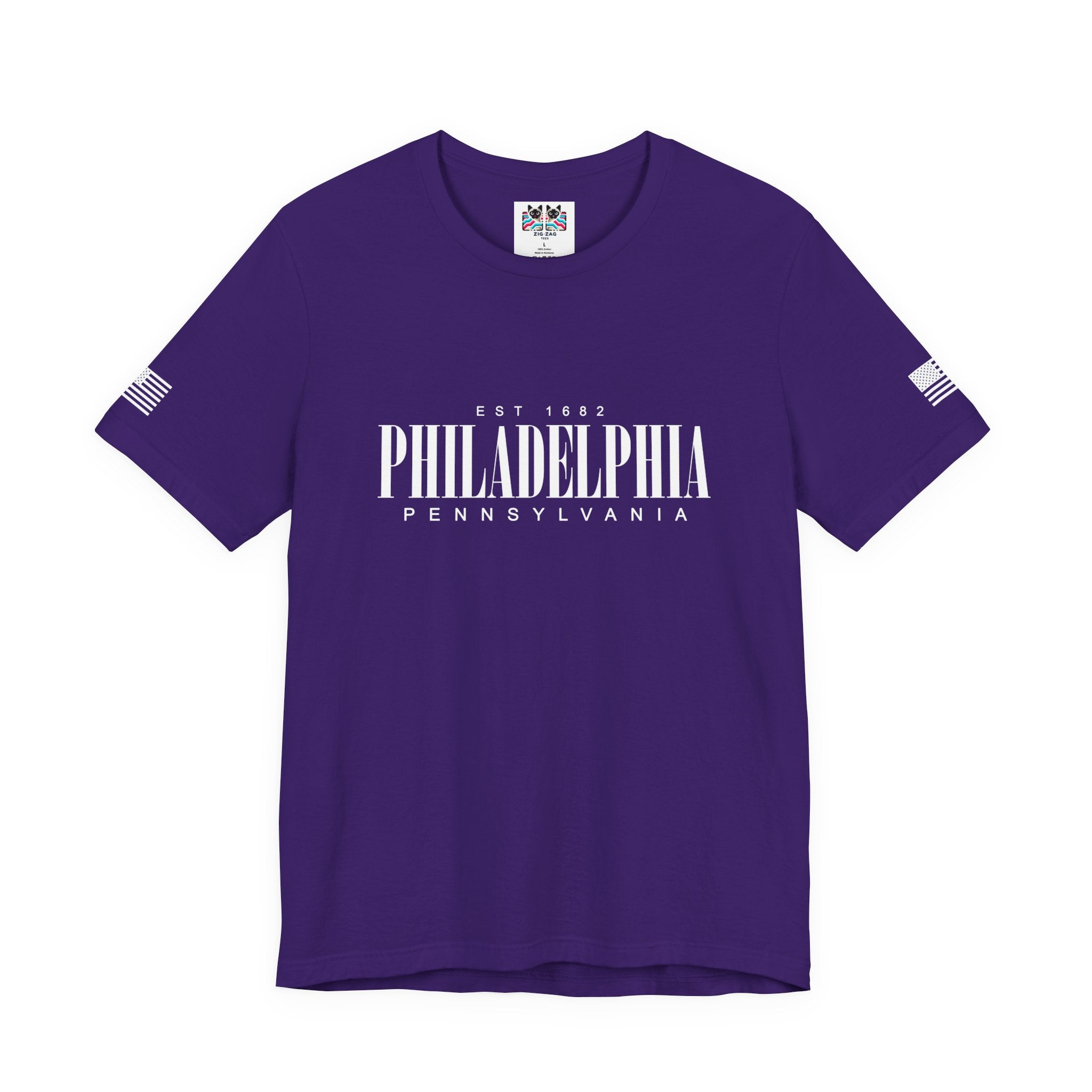 Philadelphia Pennsylvania EST 1682 T-Shirt – Bold Clean Serif Typography Graphic Tee