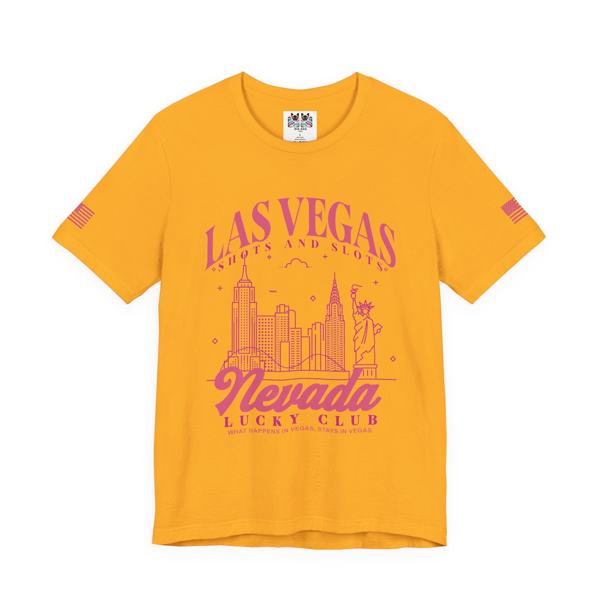 Las Vegas Shots and Slots Nevada Lucky Club T-Shirt – Vegas Skyline Pink Tee