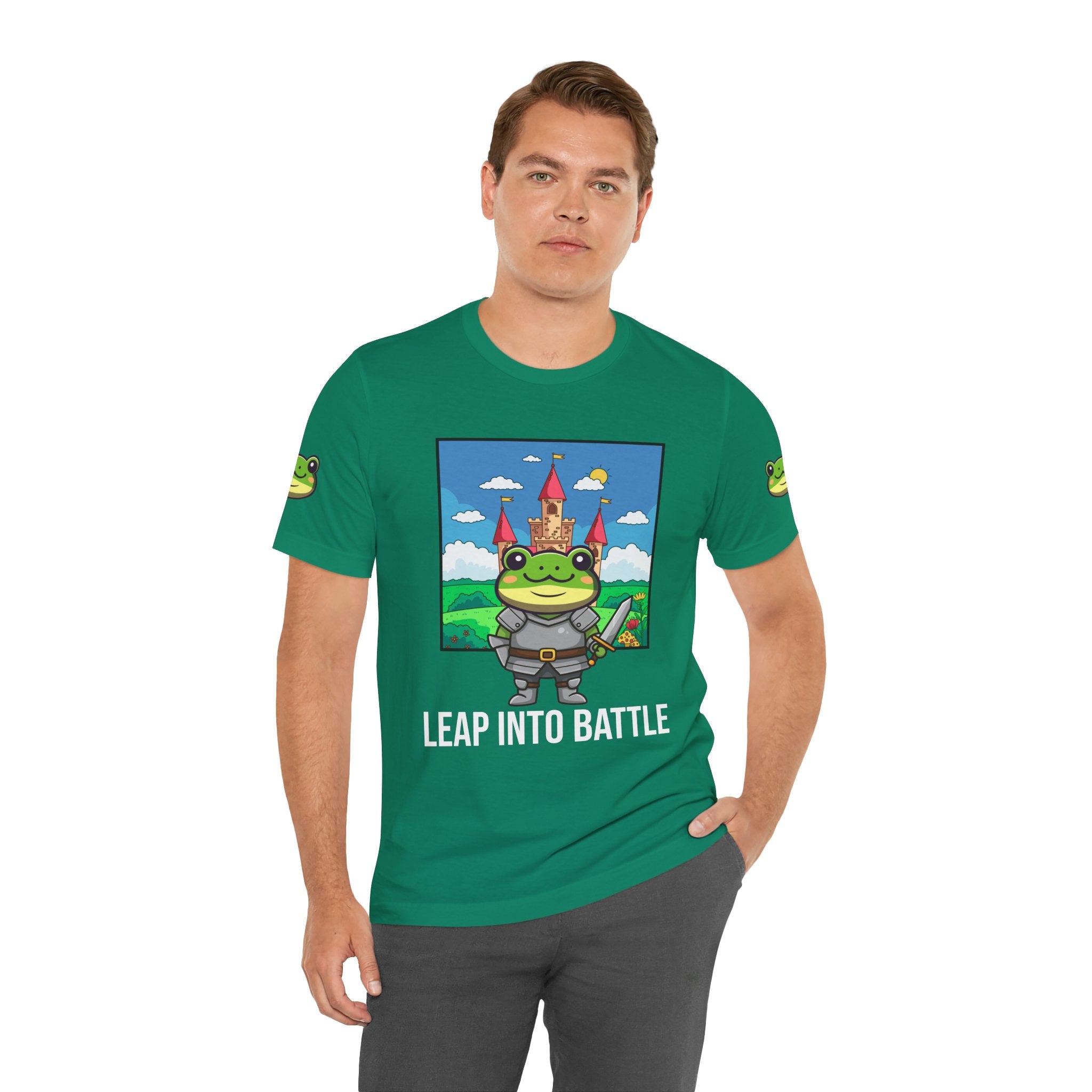 Custom T-Shirt - Knight Frog Castle T-Shirt – Cute Frog Knight Medieval Fantasy Graphic Tee