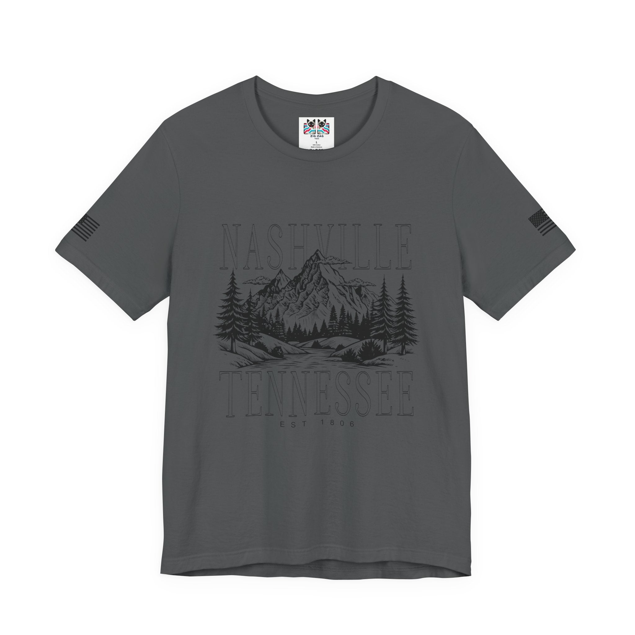 Nashville Tennessee EST 1806 T-Shirt – Mountain Range Line Art Graphic Tee