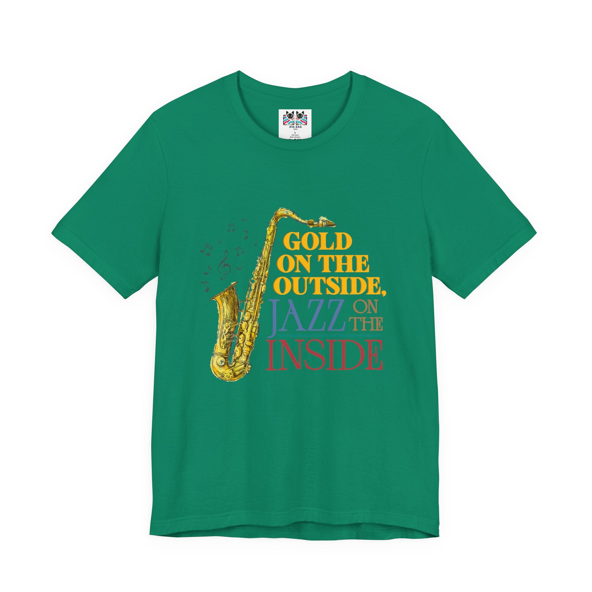 Gold on the Outside Jazz on the Inside Saxophone T-Shirt
