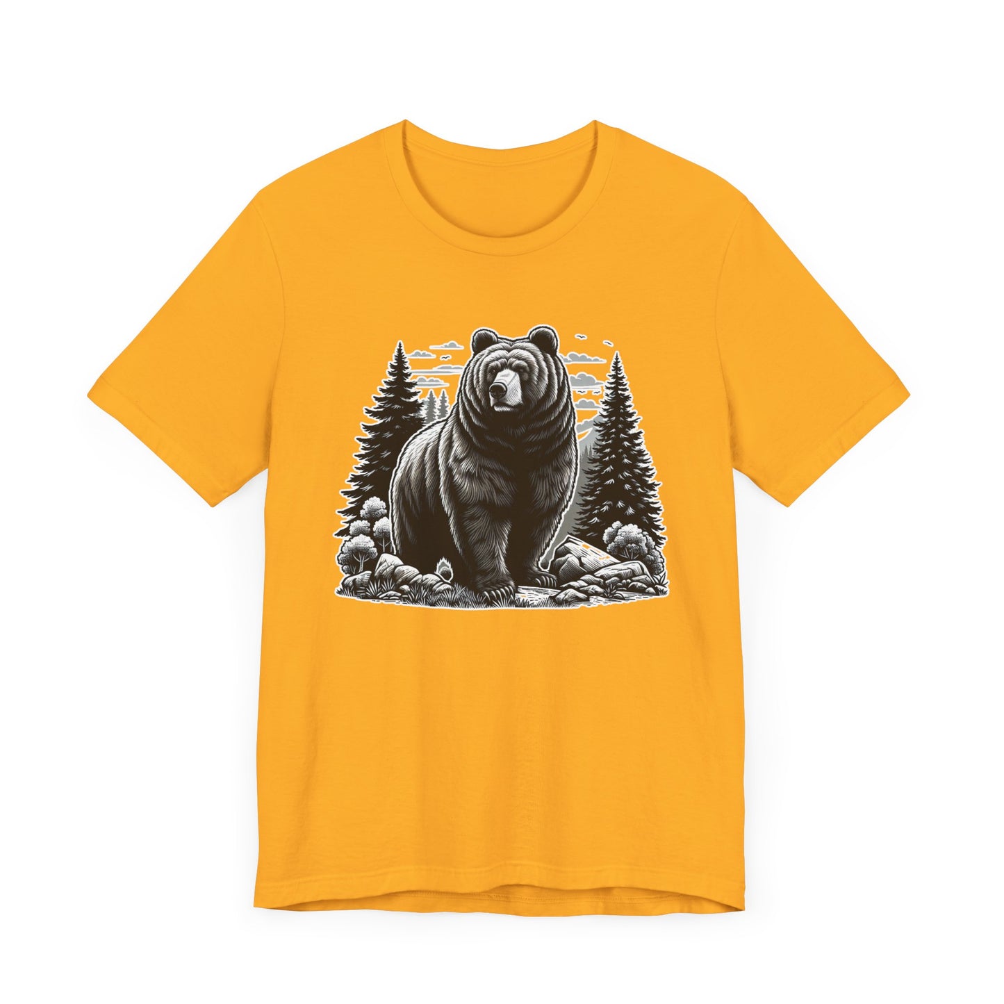 Majestic Wild Bear gazes intently at Stream Edge captivating Graphic T-Shirt