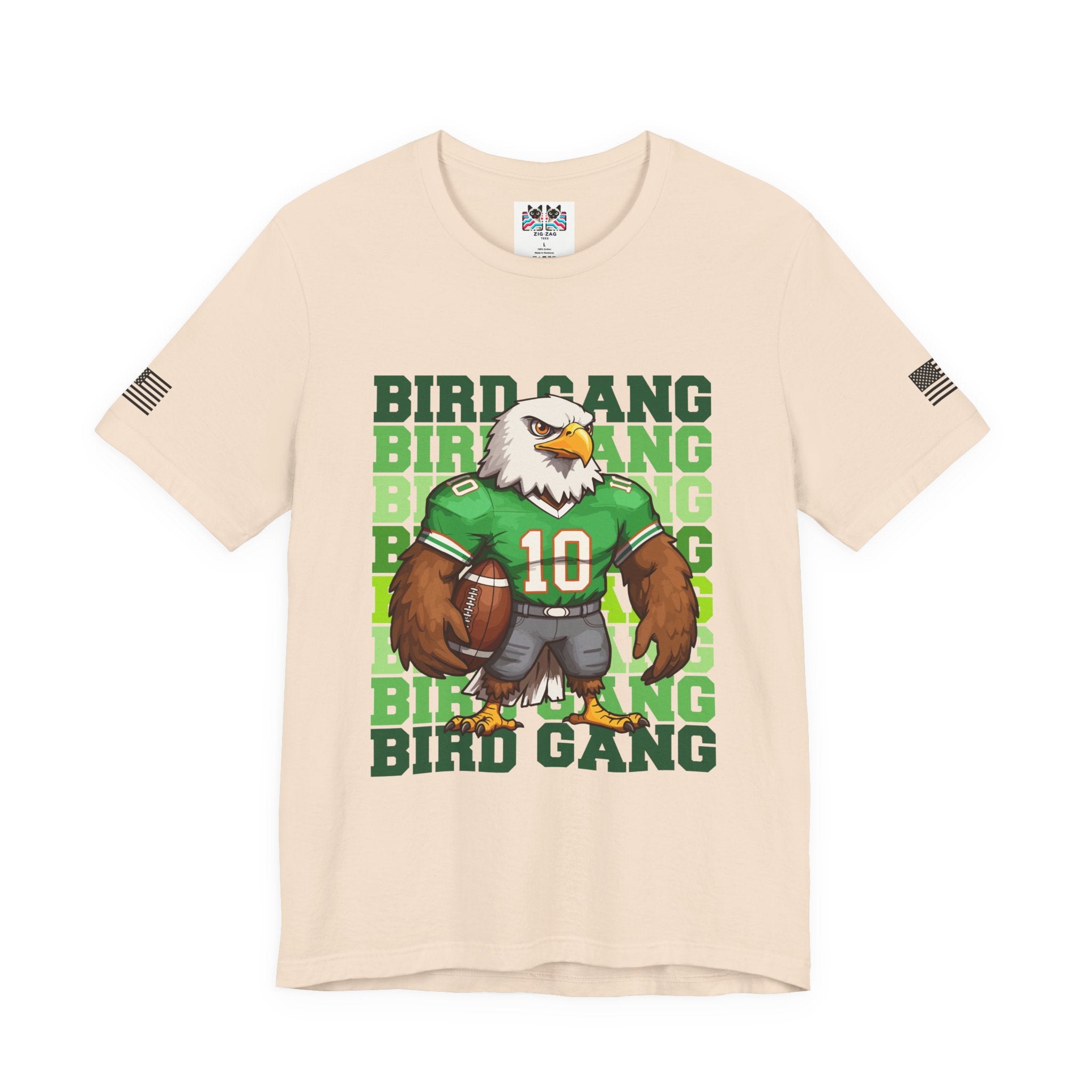 Bird Gang T-Shirt – Stacked Repeat Typography Eagle Football Mascot Graphic Tee Philadelphia Fan