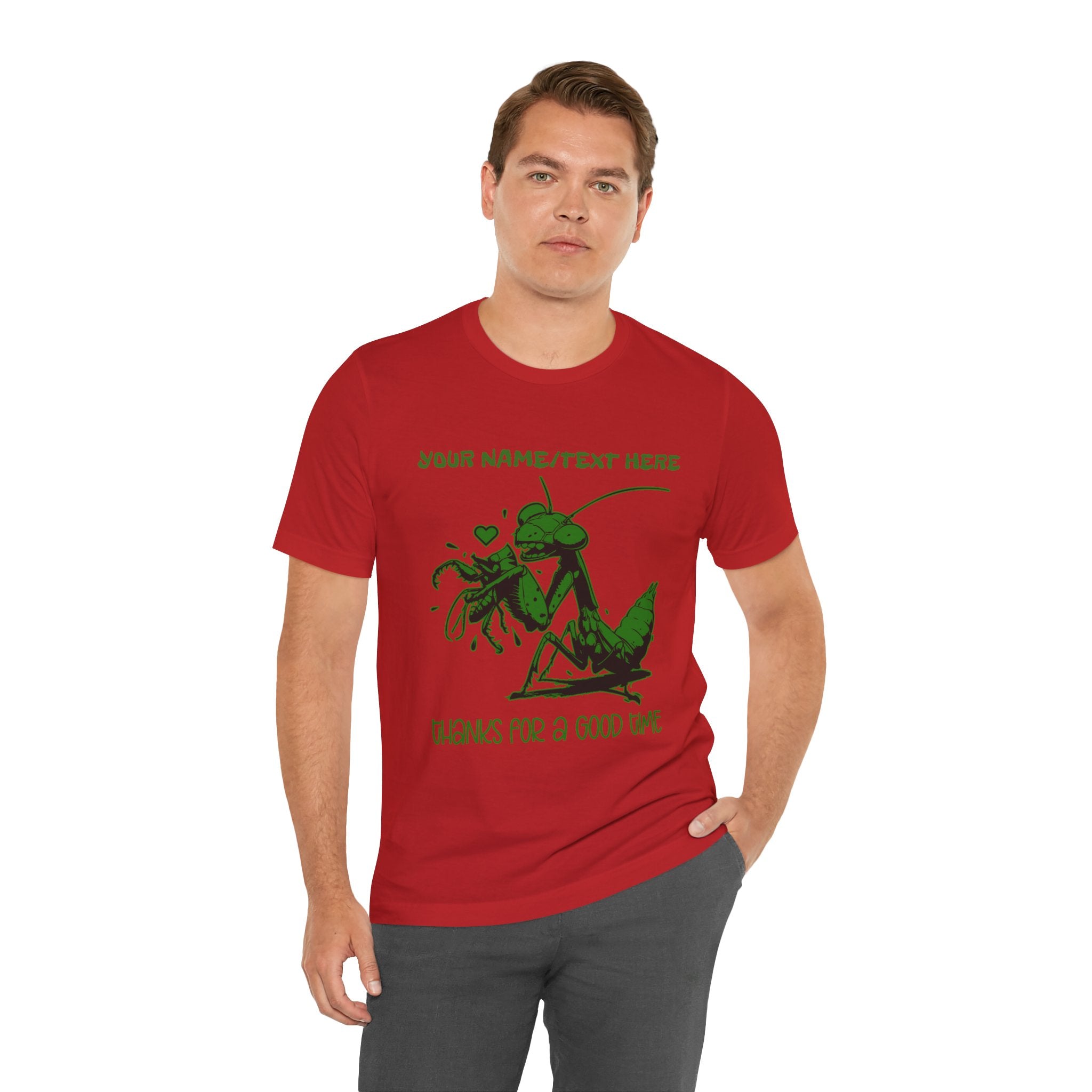 Custom T-Shirt - Thanks for a Good Time T-Shirt – Playful Grasshopper Eating Male Graphic Tee