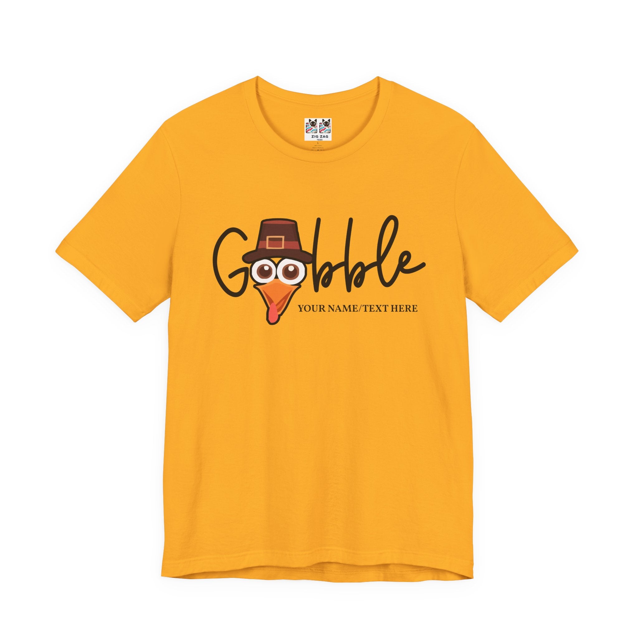 Custom T-Shirt - Gobble Turkey Head Cursive T-Shirt