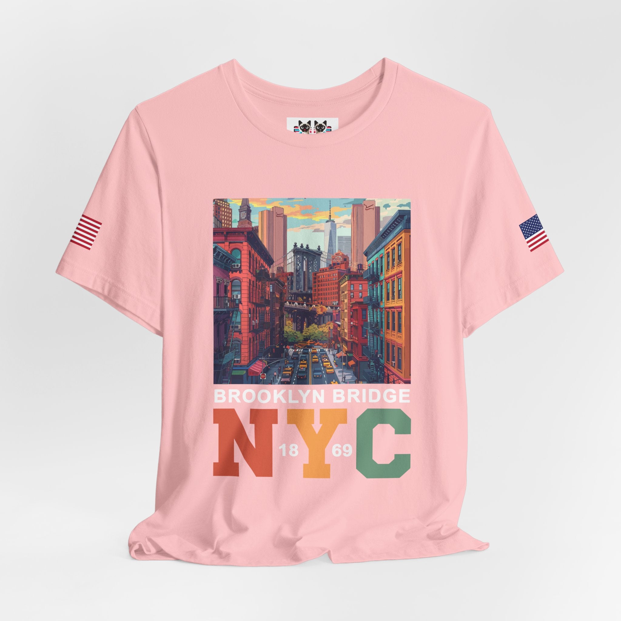 Brooklyn Bridge NYC T-Shirt - Vintage Street Scene Manhattan Bridge 1869 New York