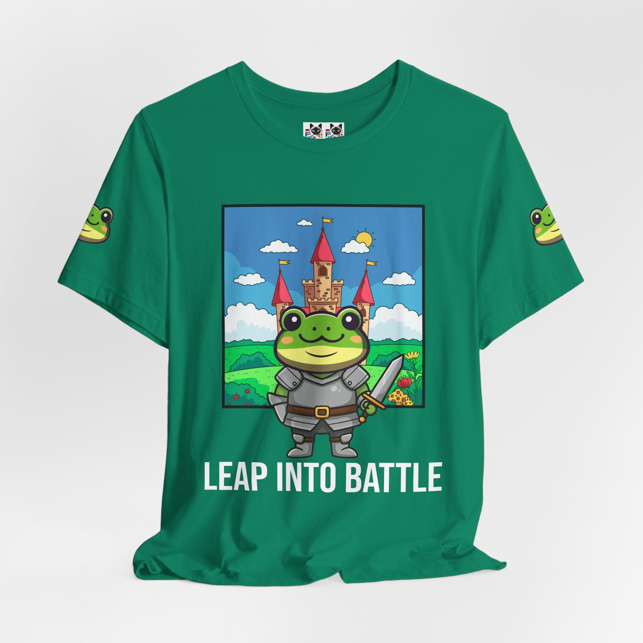 Custom T-Shirt - Knight Frog Castle T-Shirt – Cute Frog Knight Medieval Fantasy Graphic Tee