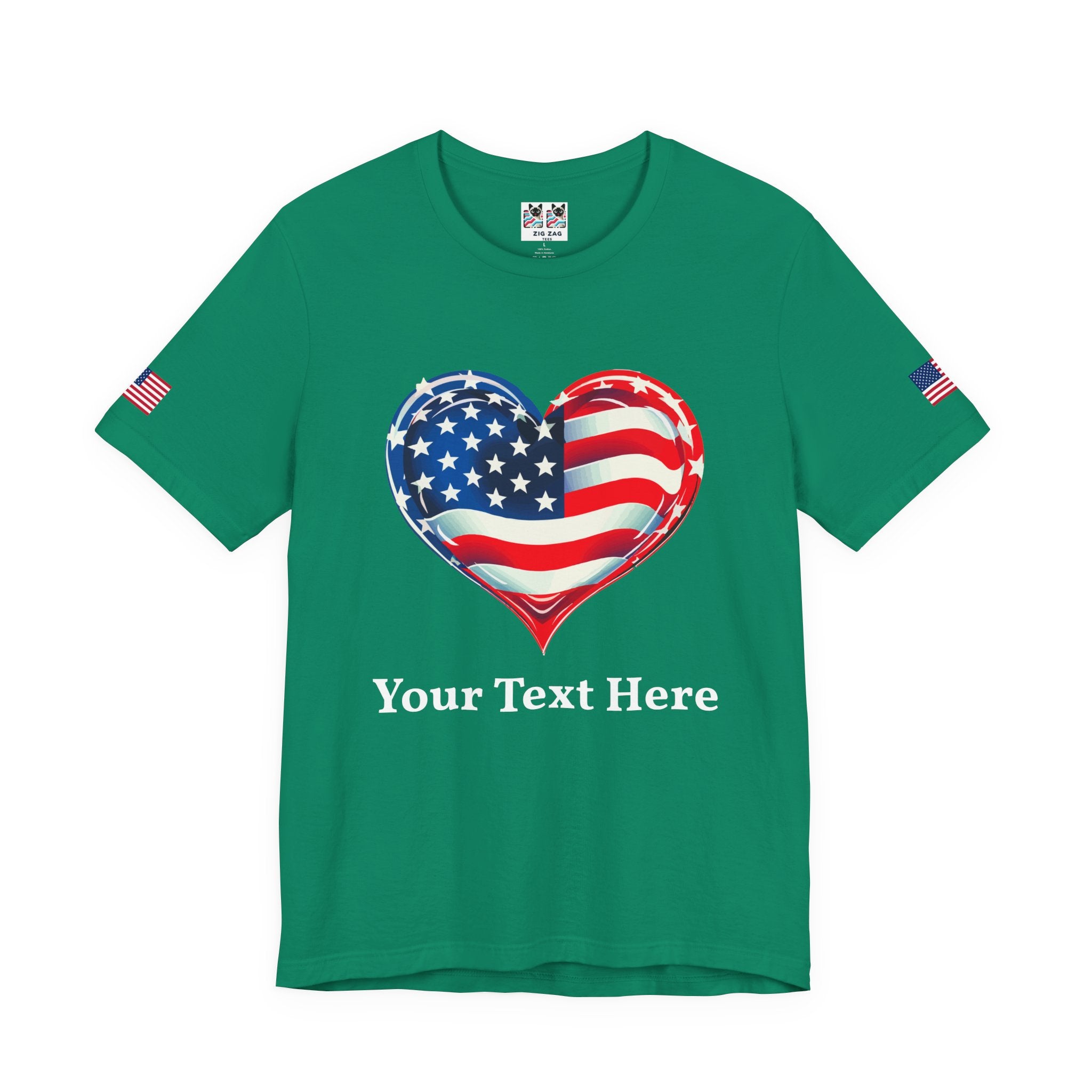 Custom T-Shirt - American Flag Heart T-Shirt – Love USA Patriotic Pride Graphic Tee