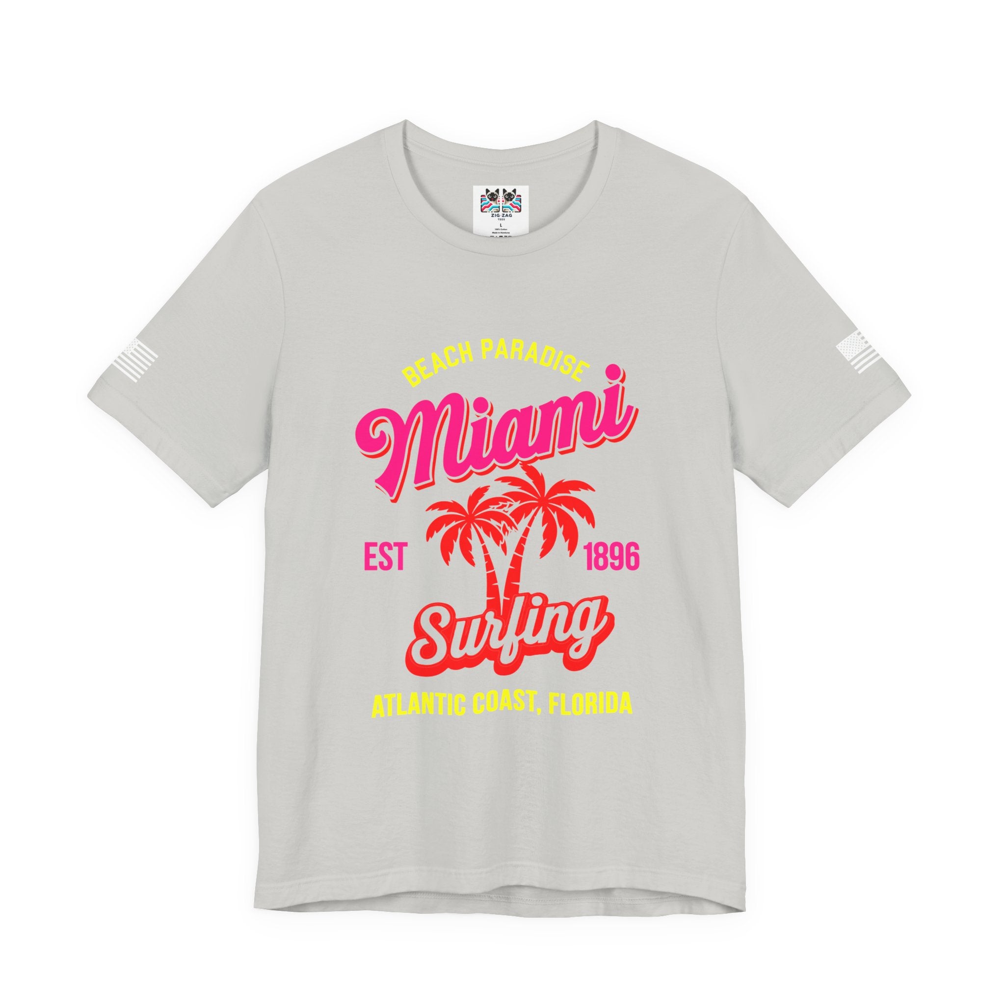 Miami Beach Paradise Surfing T-Shirt – EST 1896 Atlantic Coast Florida Retro Tee