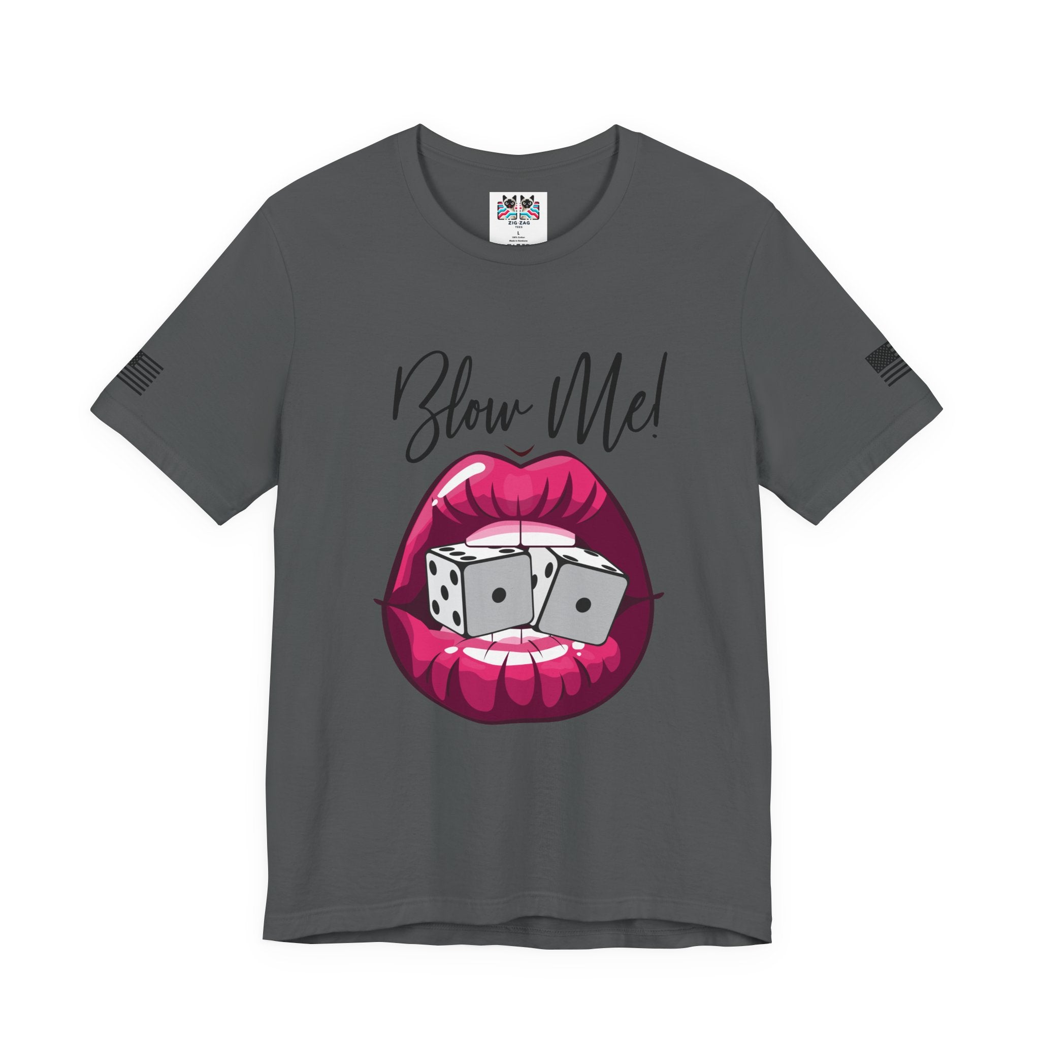 Blow Me Dice Funny Casino T-Shirt – Vegas Craps Lips Humor Tee