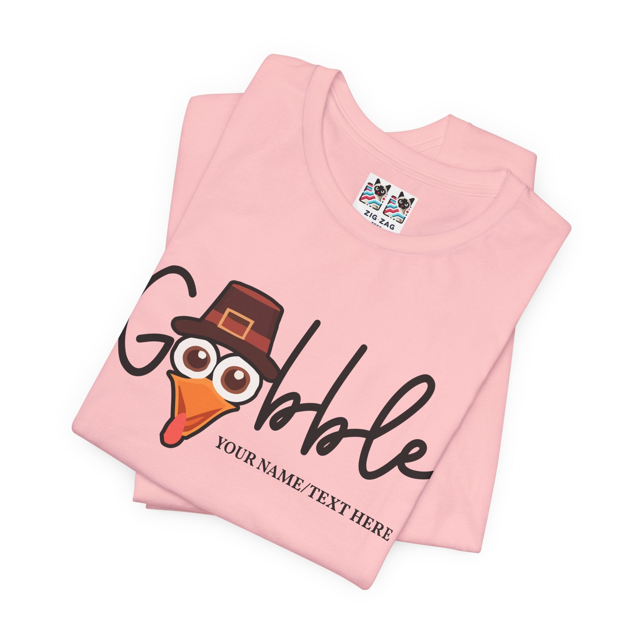 Custom T-Shirt - Gobble Turkey Head Cursive T-Shirt