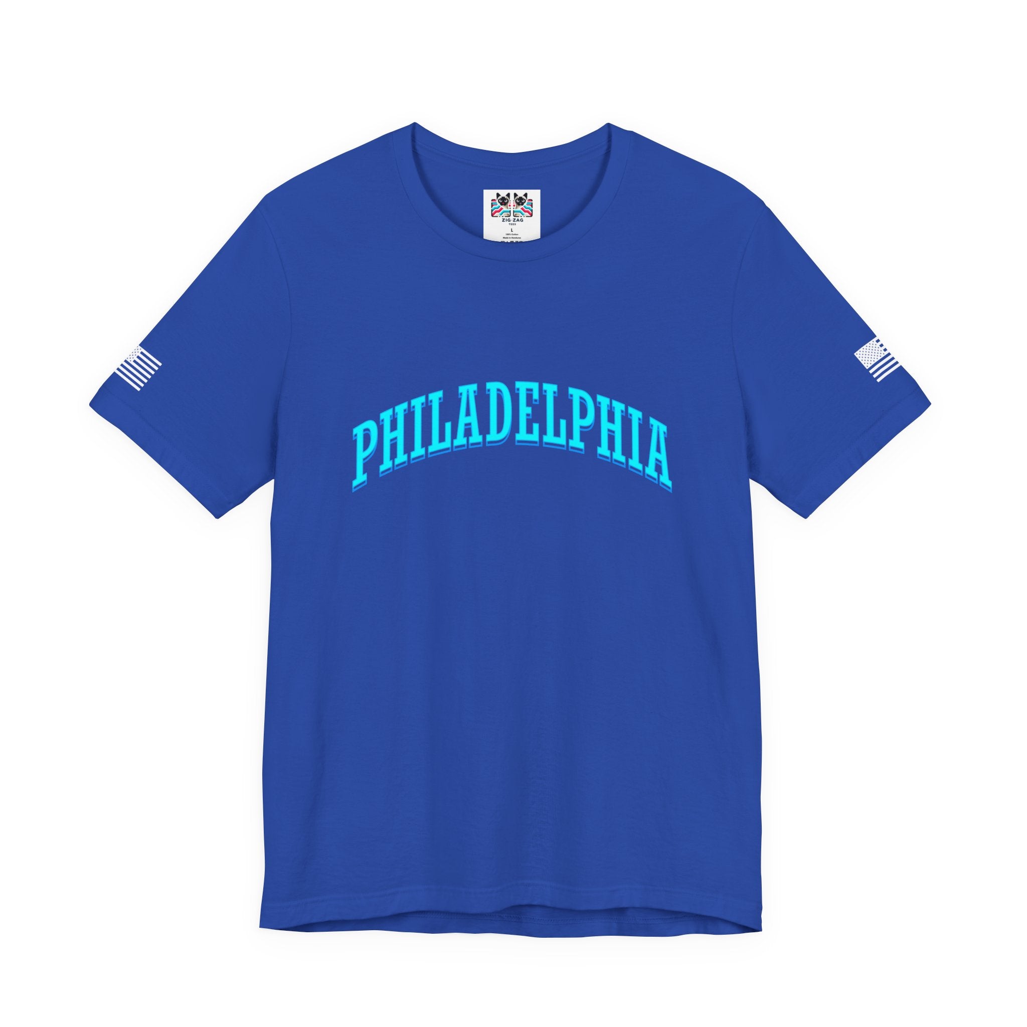 Philadelphia T-Shirt – Bold Arched Teal Varsity Typography Graphic Tee
