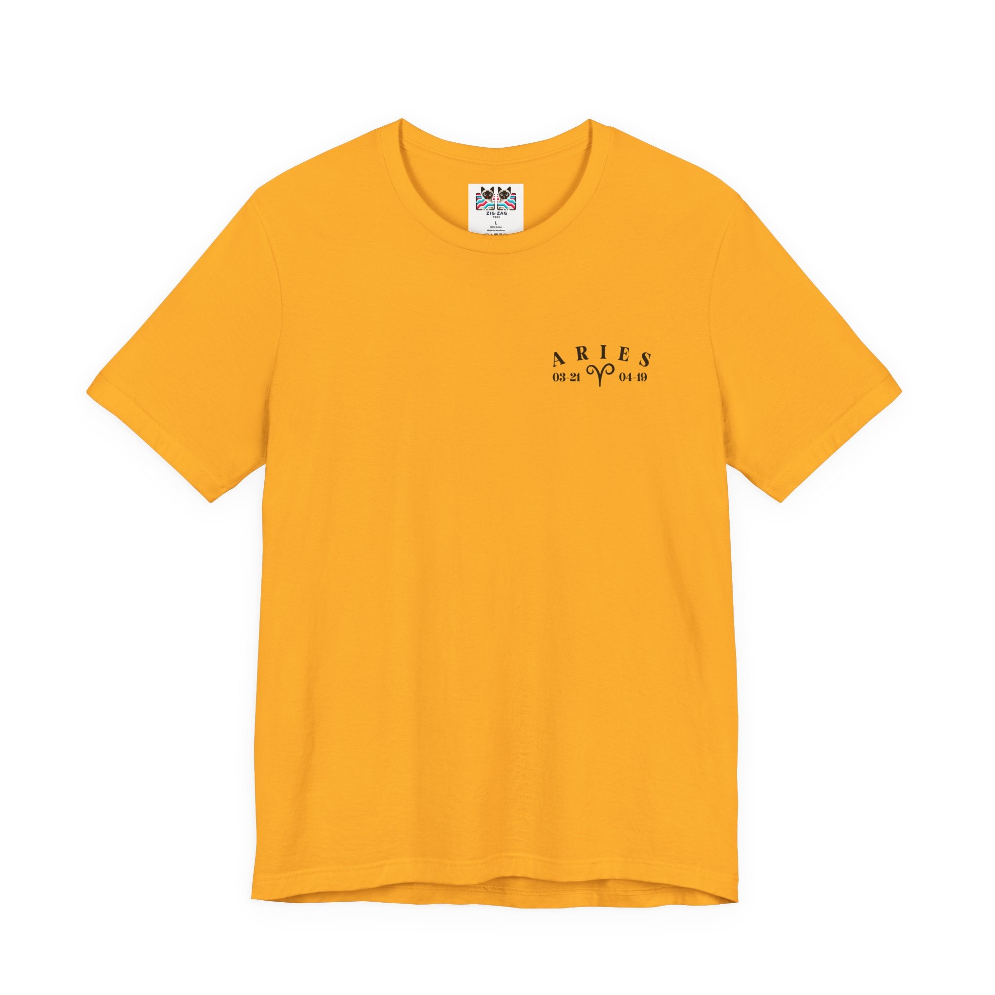 Aries Zodiac T-Shirt – Ram Head with Constellation and Floral Background