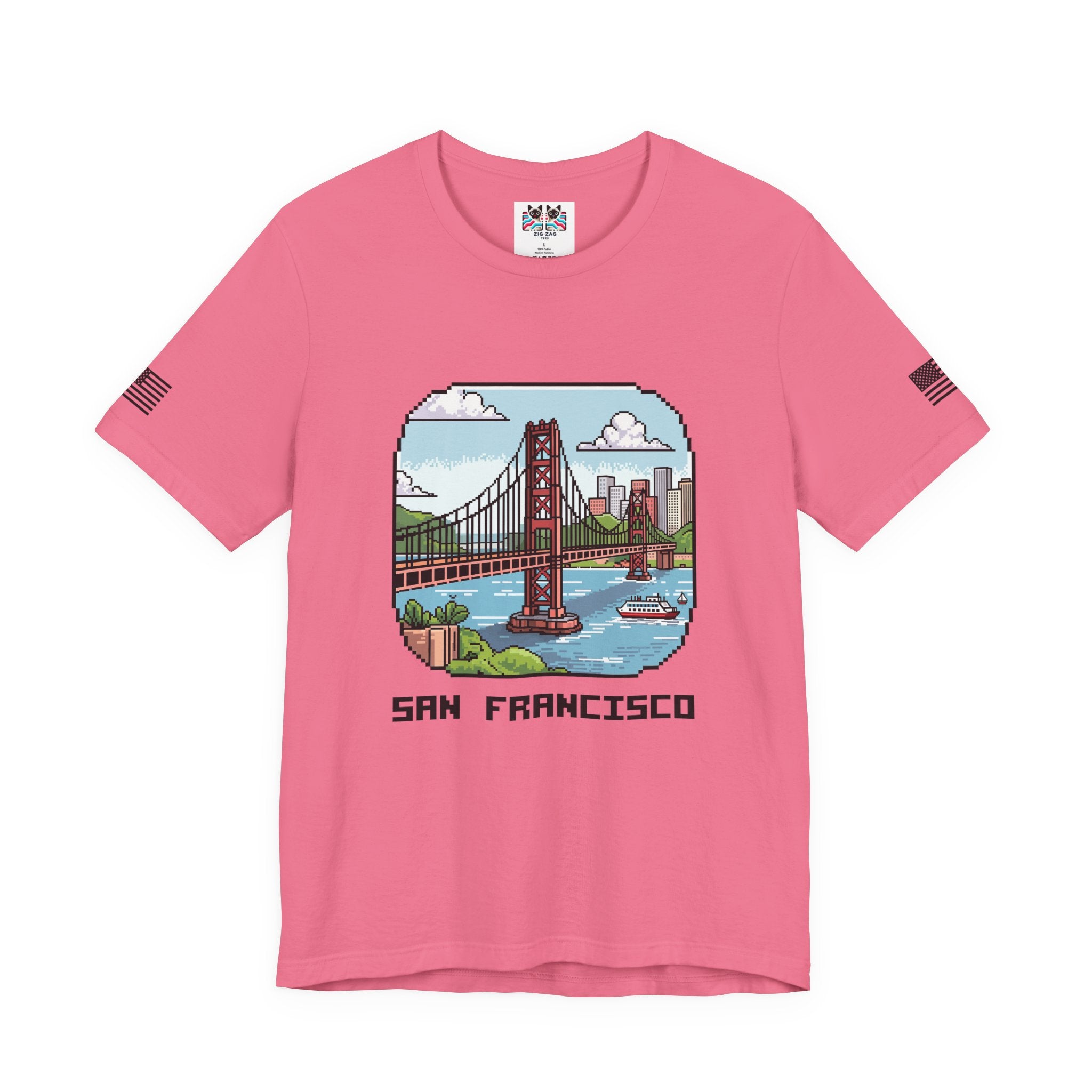 San Francisco T-Shirt, Retro Pixel Art Golden Gate Bridge Tee, SF California Gamer Style Shirt, Unique Travel Souvenir, Unisex