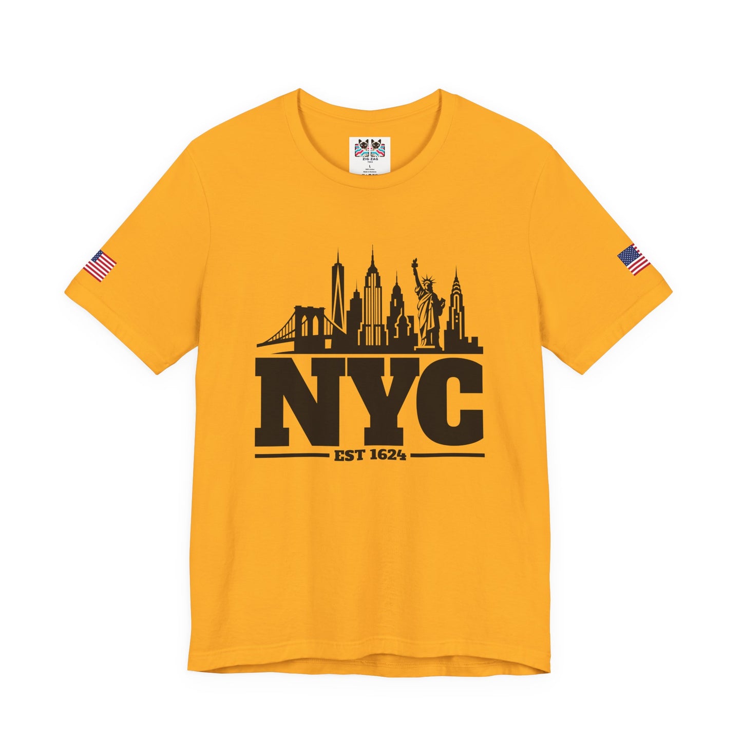 NYC Skyline Silhouette T-Shirt - Black & White New York City Est 1624 Minimalist