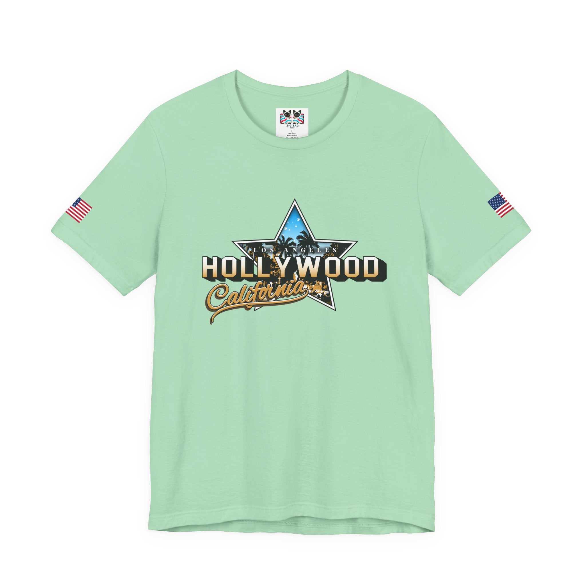 Los Angeles Hollywood California T-Shirt – Star Graphic Palm Tree Night Scene Tee