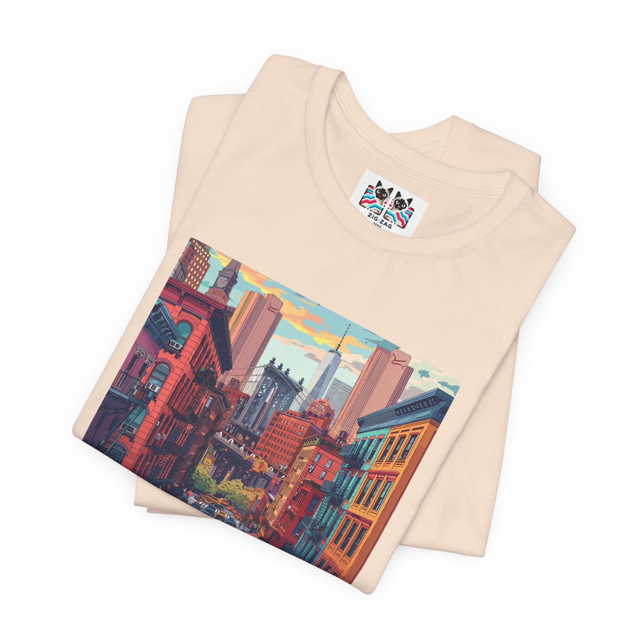 Brooklyn Bridge NYC T-Shirt - Vintage Street Scene Manhattan Bridge 1869 New York