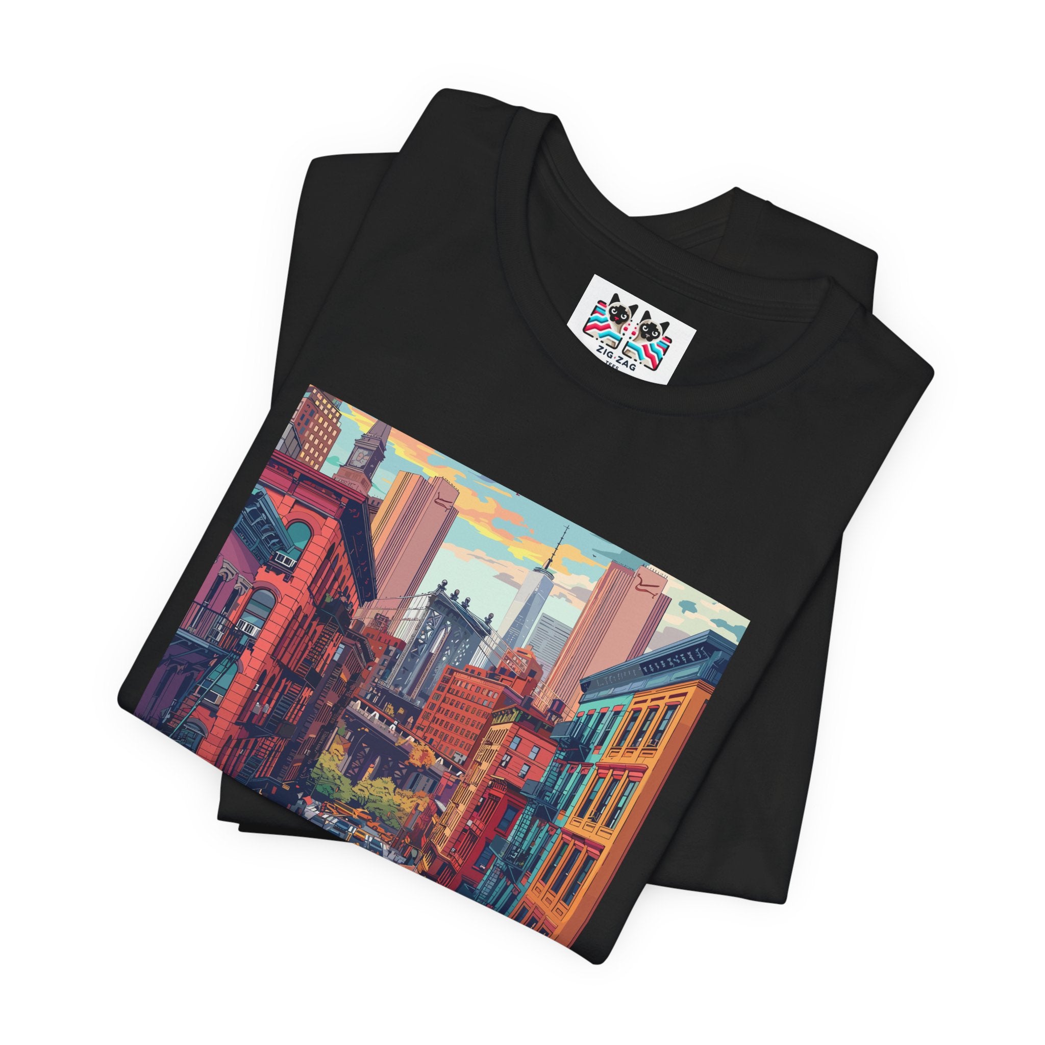 Brooklyn Bridge NYC T-Shirt - Vintage Street Scene Manhattan Bridge 1869 New York