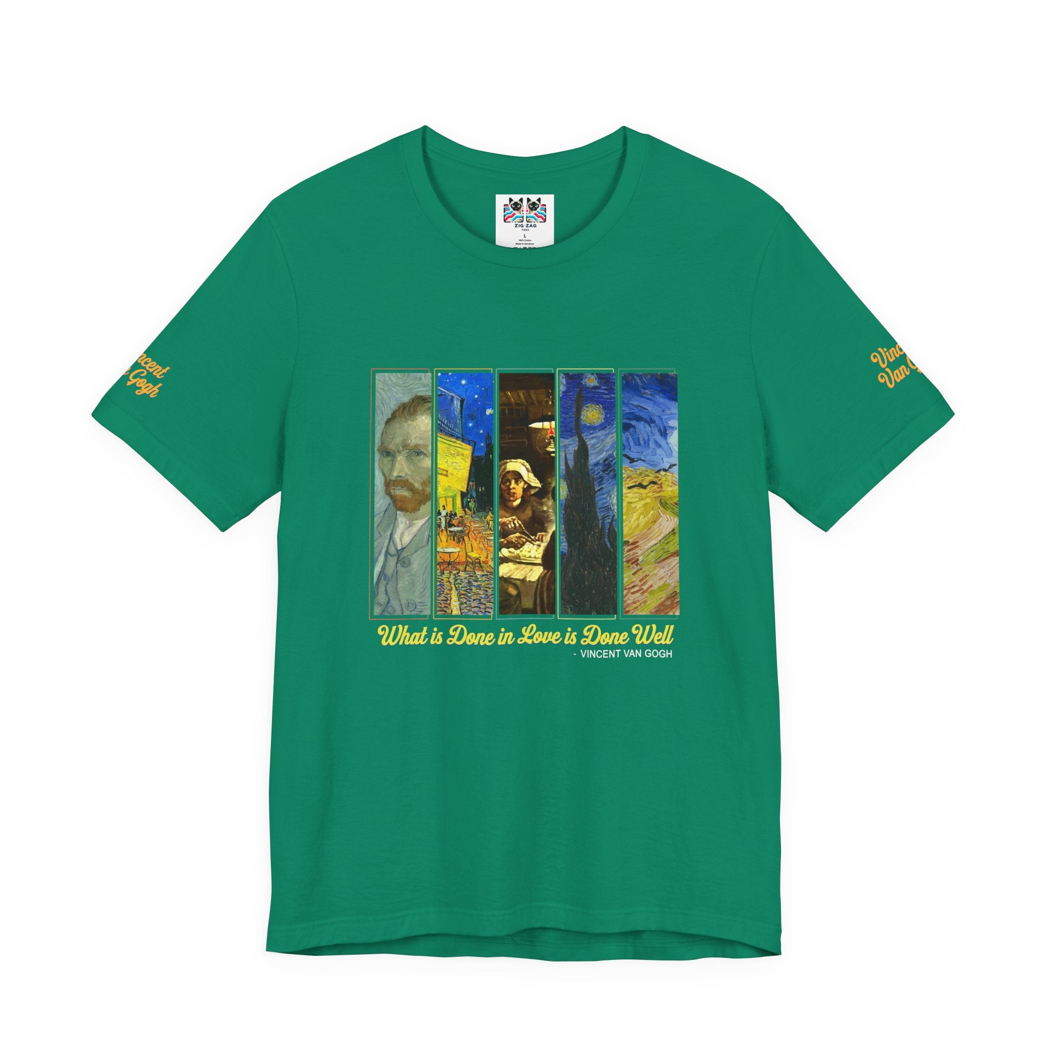 What Is Done in Love Is Done Well T-Shirt – Vincent Van Gogh Quote Art Collage Graphic Tee