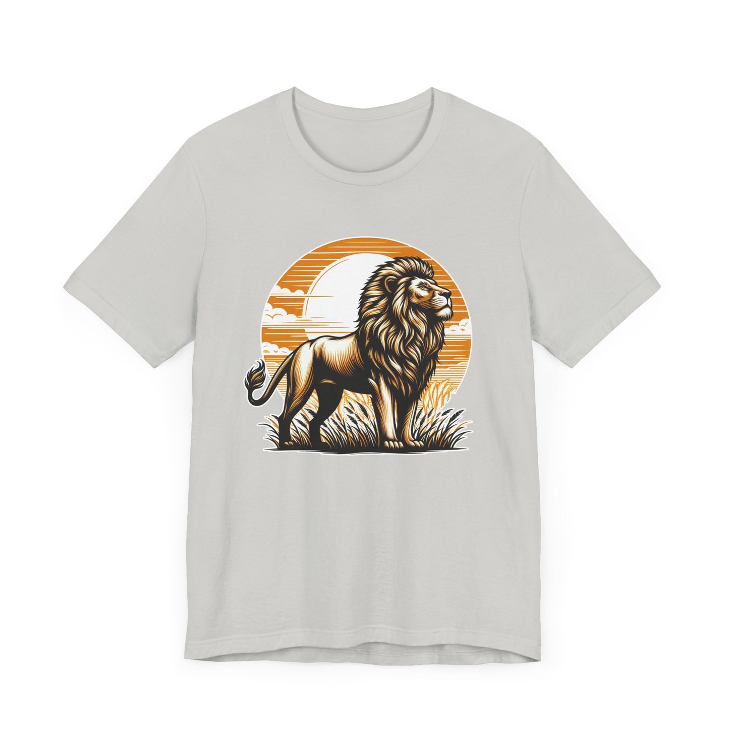 King of the Wild Majestic Male Lion Watching Territory with Sunrise Graphic T-Shirt
