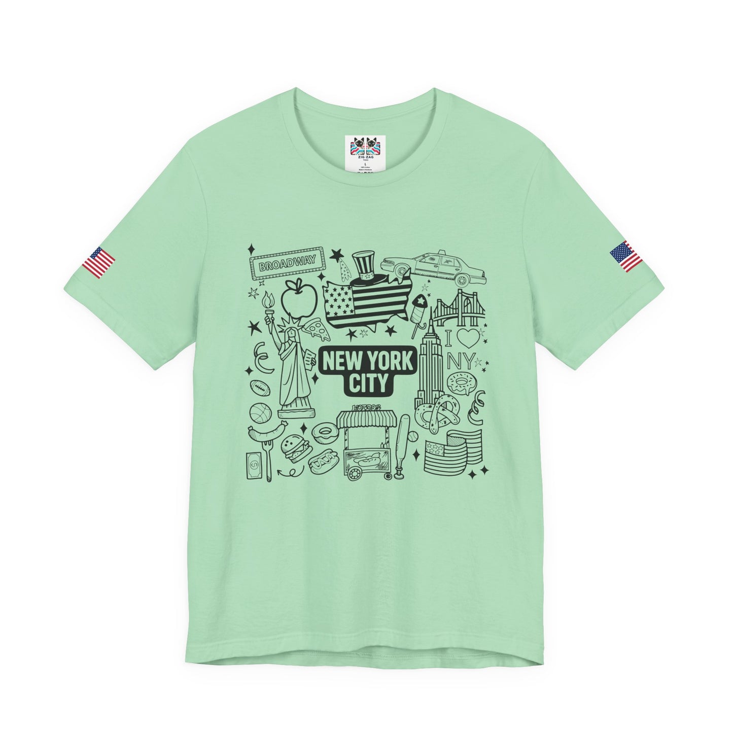 New York City Doodle T-Shirt - Cute NYC Icons Coloring Book Style Tourist Design