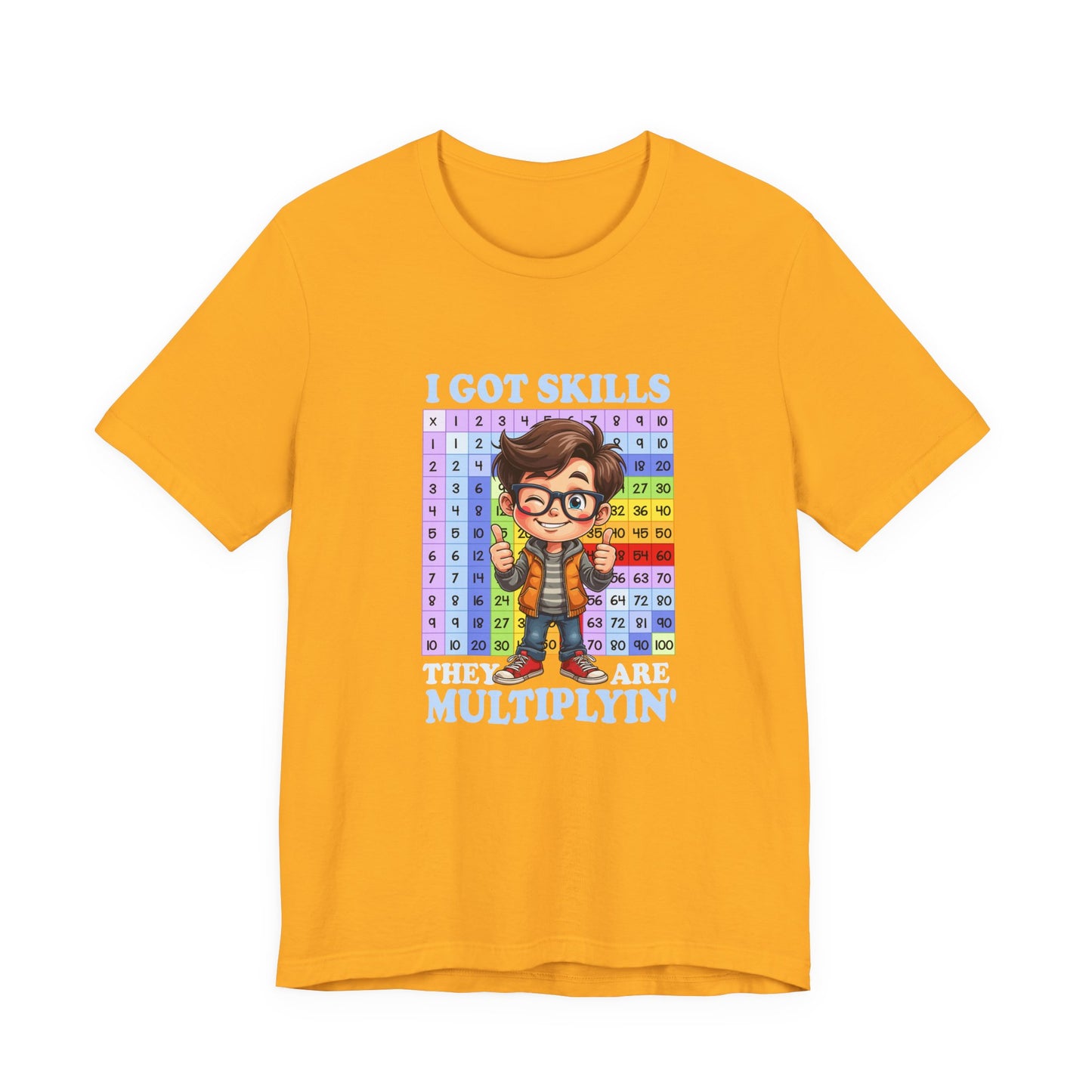 I Got Skills and They Are Multiplying Tshirt – Happy Boy with Thumbs Up & Numbers 1 to 100