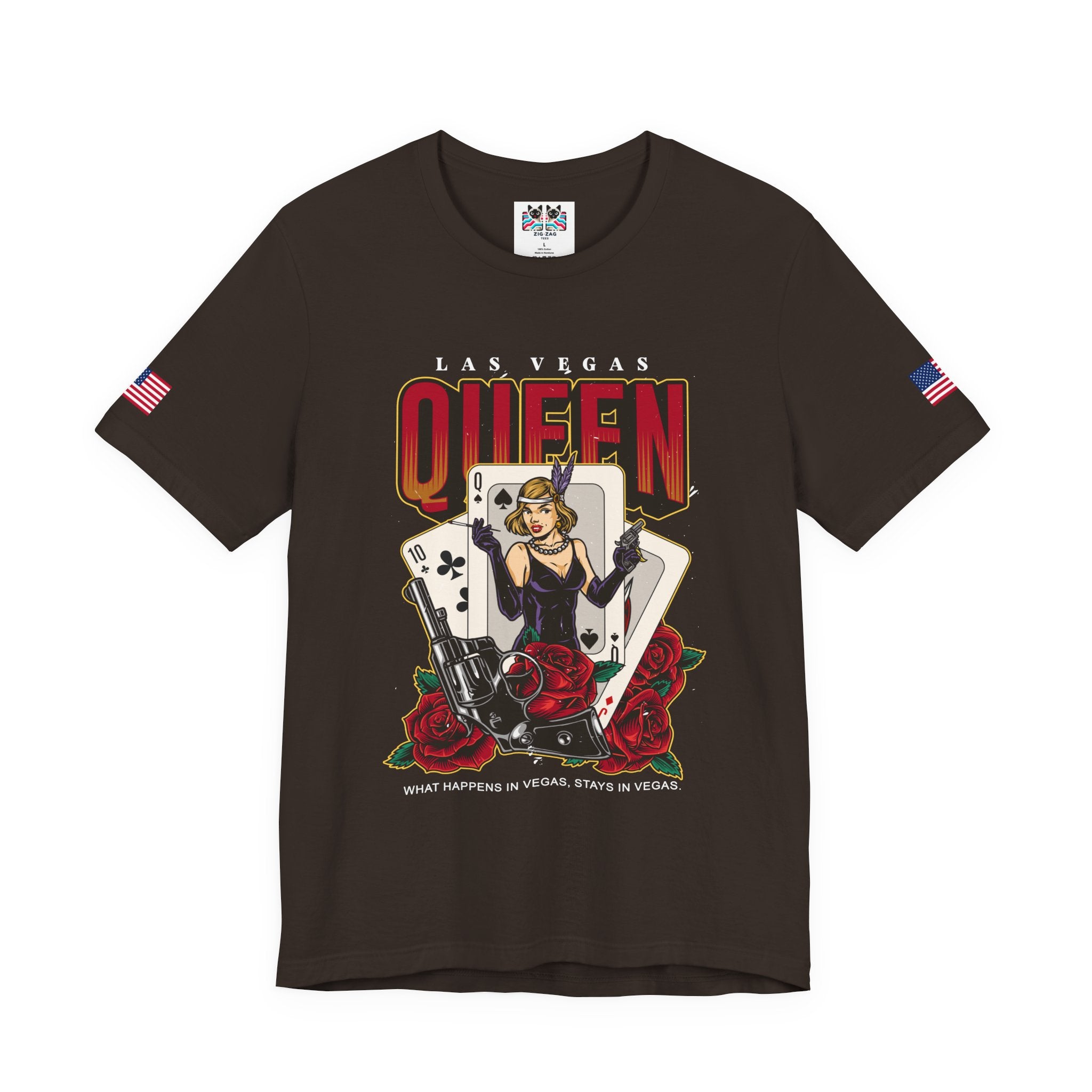 Las Vegas Queen T-Shirt – Gangster Queen of Spades Casino Roses Graphic Tee