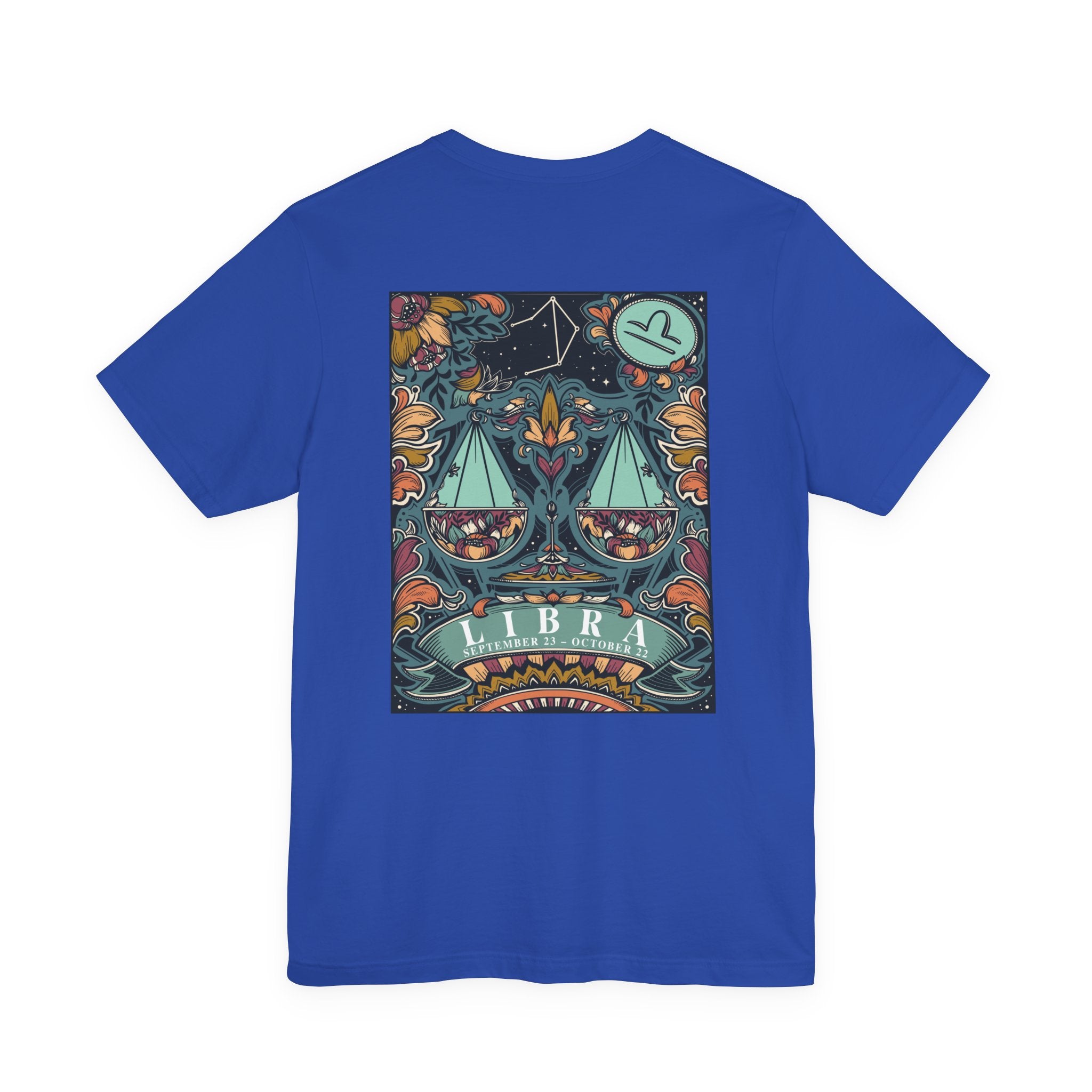 Libra Constellation & Floral Zodiac T-Shirt – September 23 to October 22
