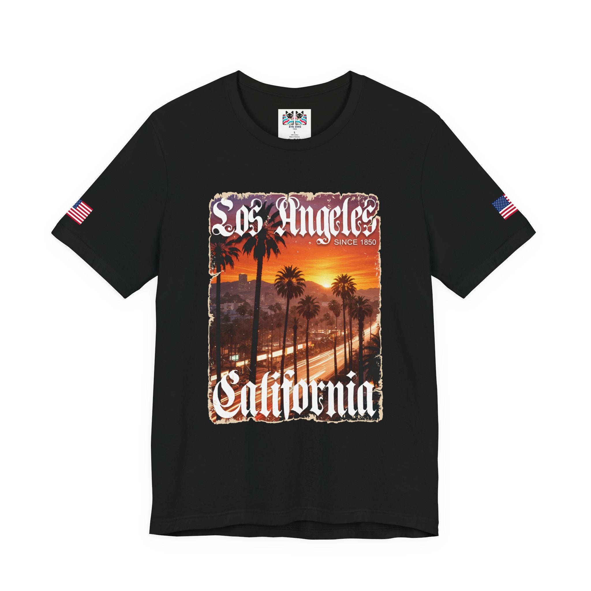 Los Angeles California Since 1850 T-Shirt – Gothic Old English Sunset Boulevard Tee