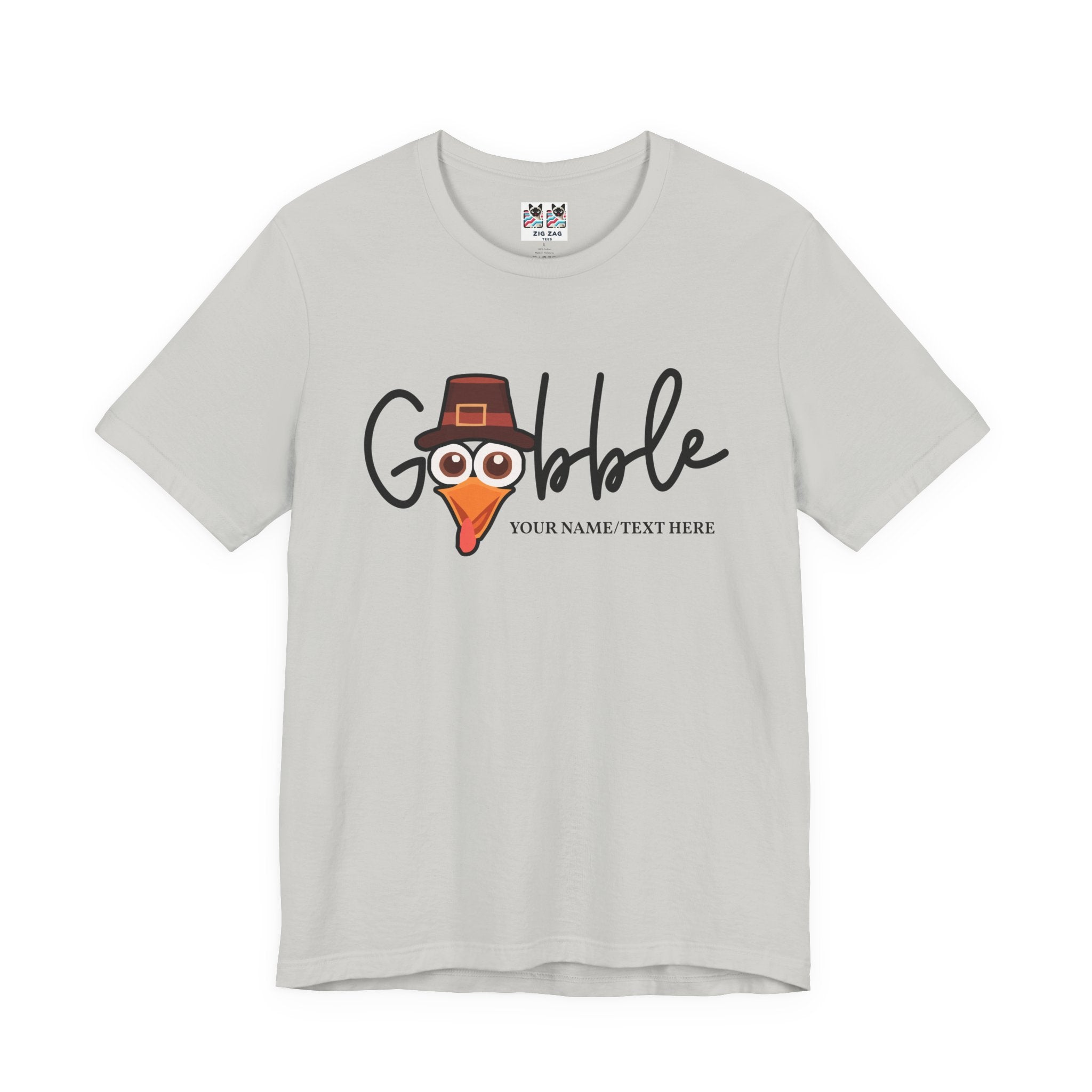 Custom T-Shirt - Gobble Turkey Head Cursive T-Shirt
