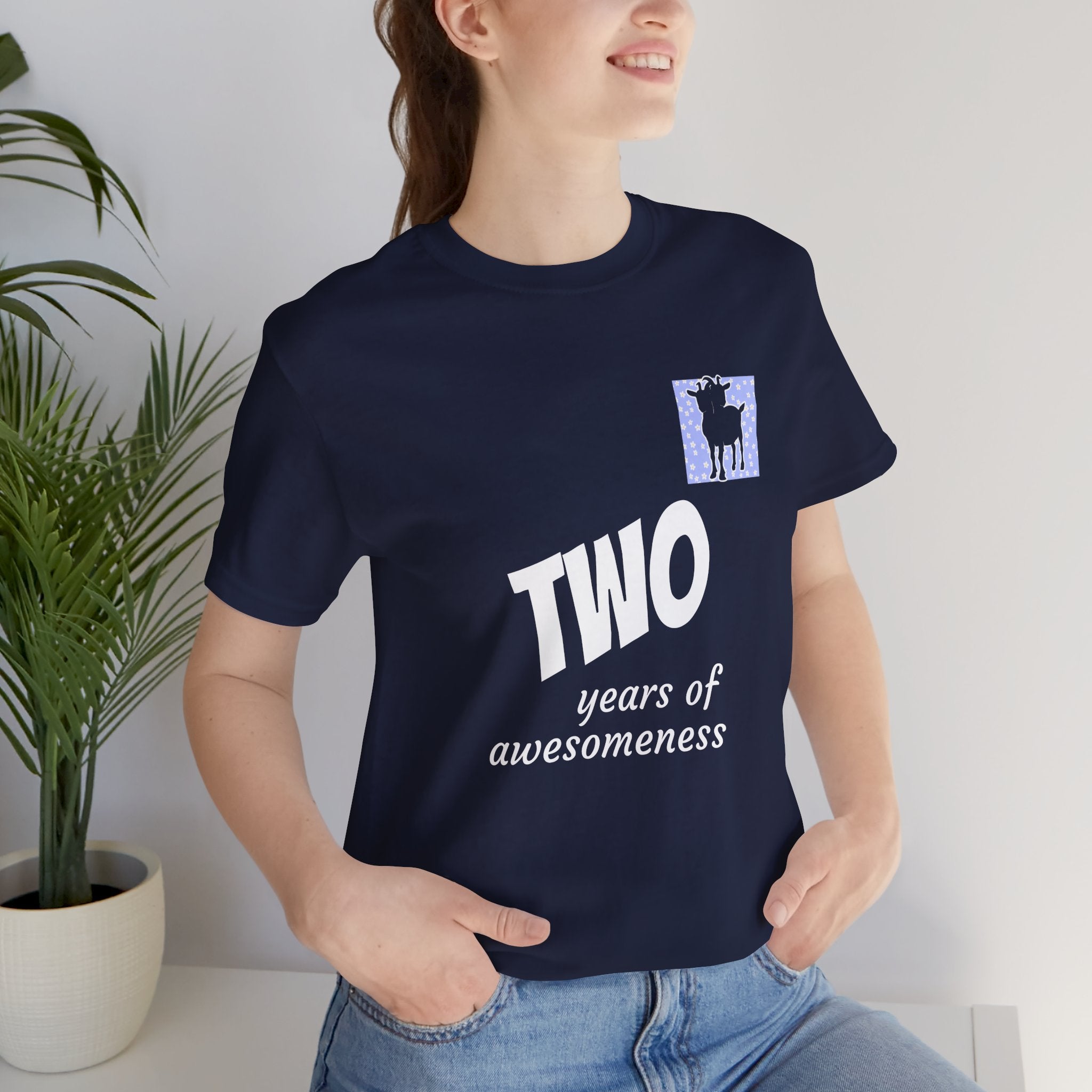 Custom T-Shirt - Double-Headed Goat Outline Graphic T-Shirt