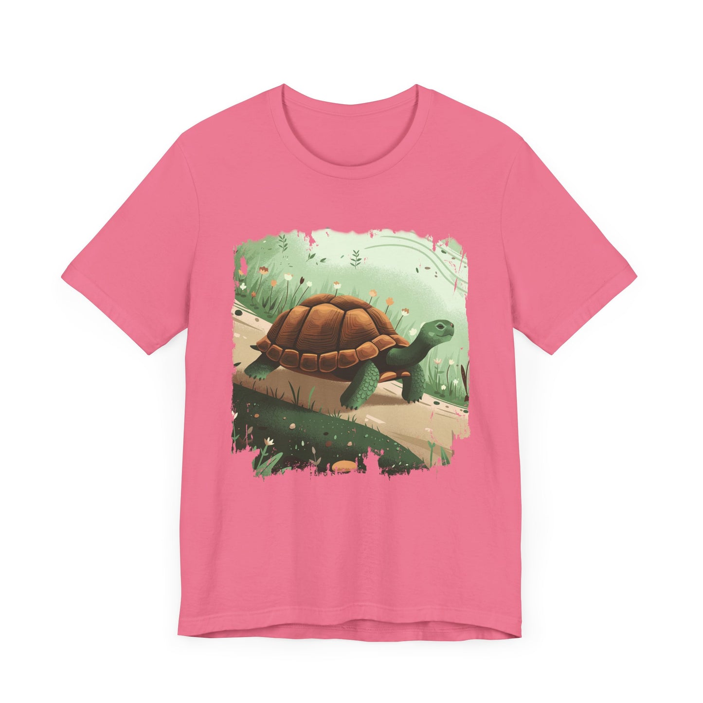 Brisk Tortoise Racing to the Finish Line with Breezy Green Pathway Graphic T-Shirt