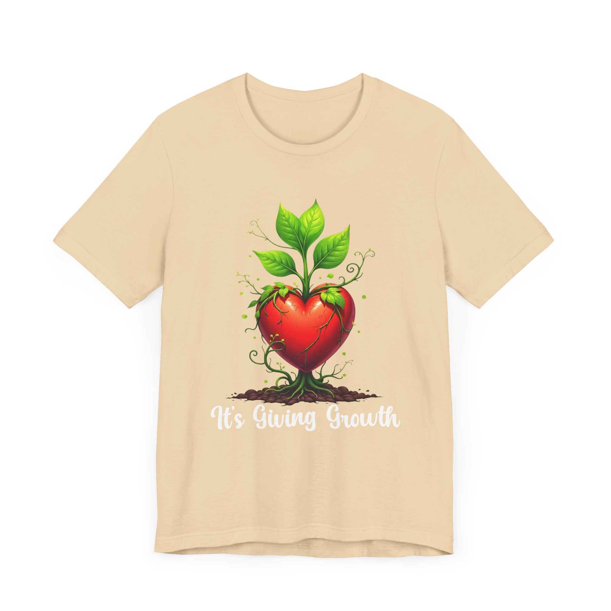 It's Giving Growth – Plant with Red Heart Trunk Graphic T-Shirt